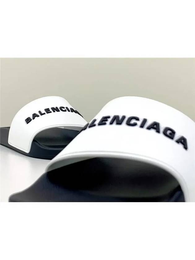 Luxury Balenciaga Trending 2026 Logo Pool Slippers White