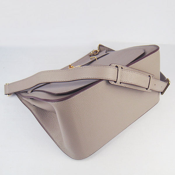 Luxury Hermes Leather Shoulder bag H6508 grey golden
