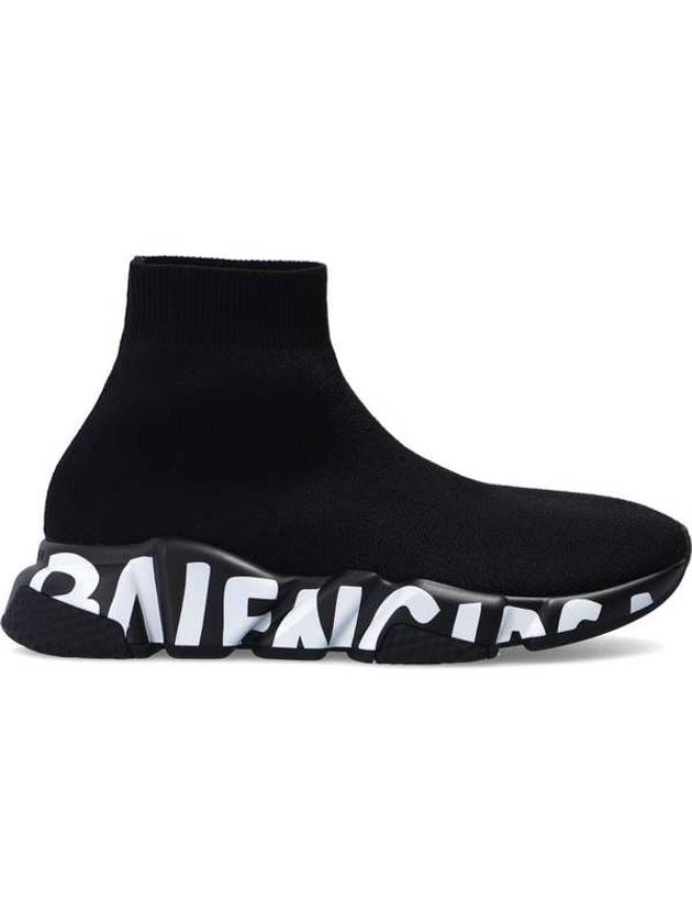 Luxury Balenciaga Trending 2026 Speedrunner Graffiti Logo Sole High Top Sneakers Black White