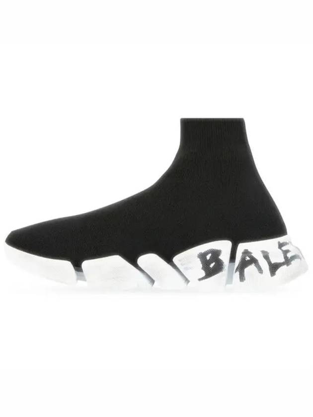 Luxury Balenciaga Trending 2026 Speed 2.0 Graffiti Knit High Top Sneakers Black