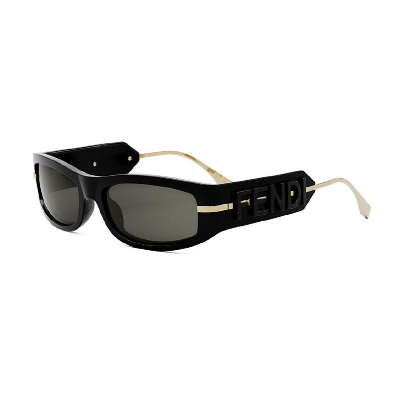 Fendi Sunglasses Oval Full Rim, Shiny Black Frame and Smoke Lens FE40120I01A