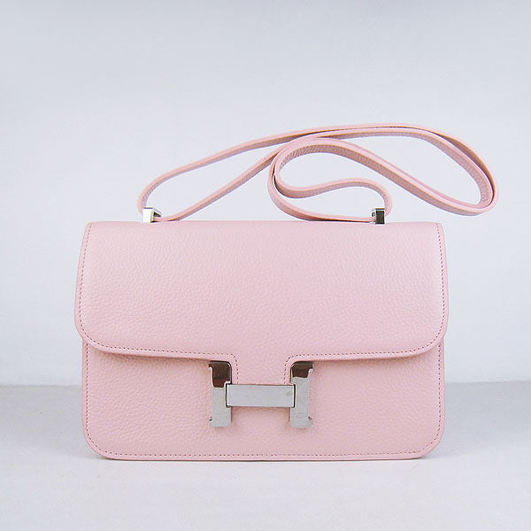 Luxury Hermes Calf Leather Message Bag H020 Pink Silver