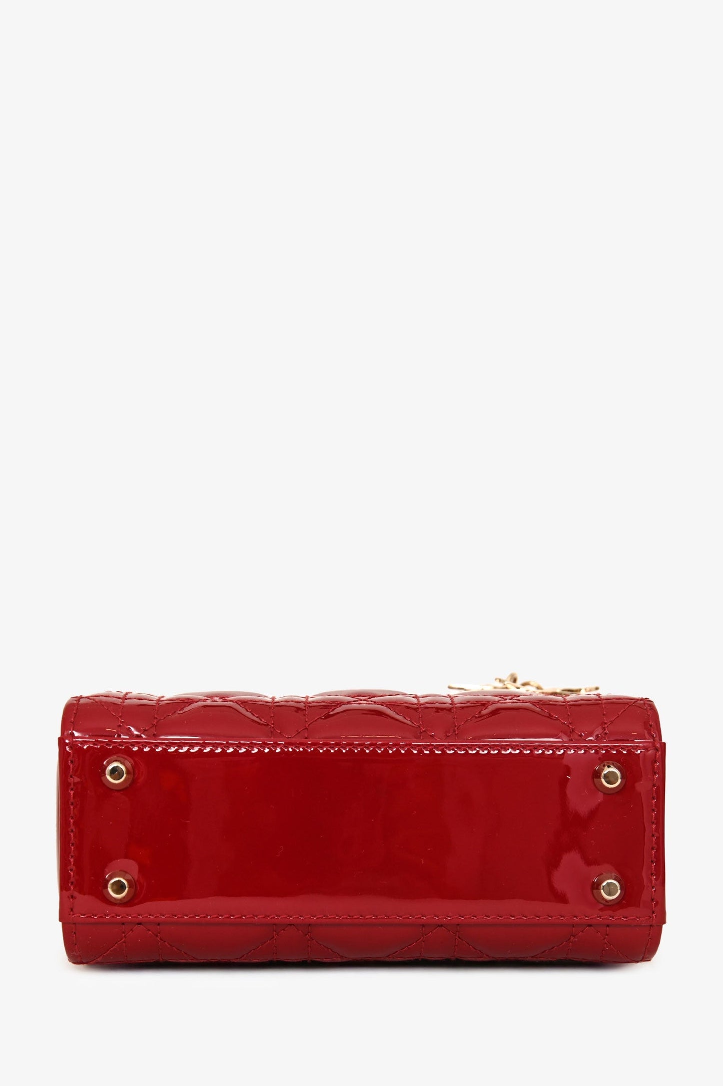 Christian Dior Cherry Red Patent Cannage Calfskin Mini Lady Dior Bag