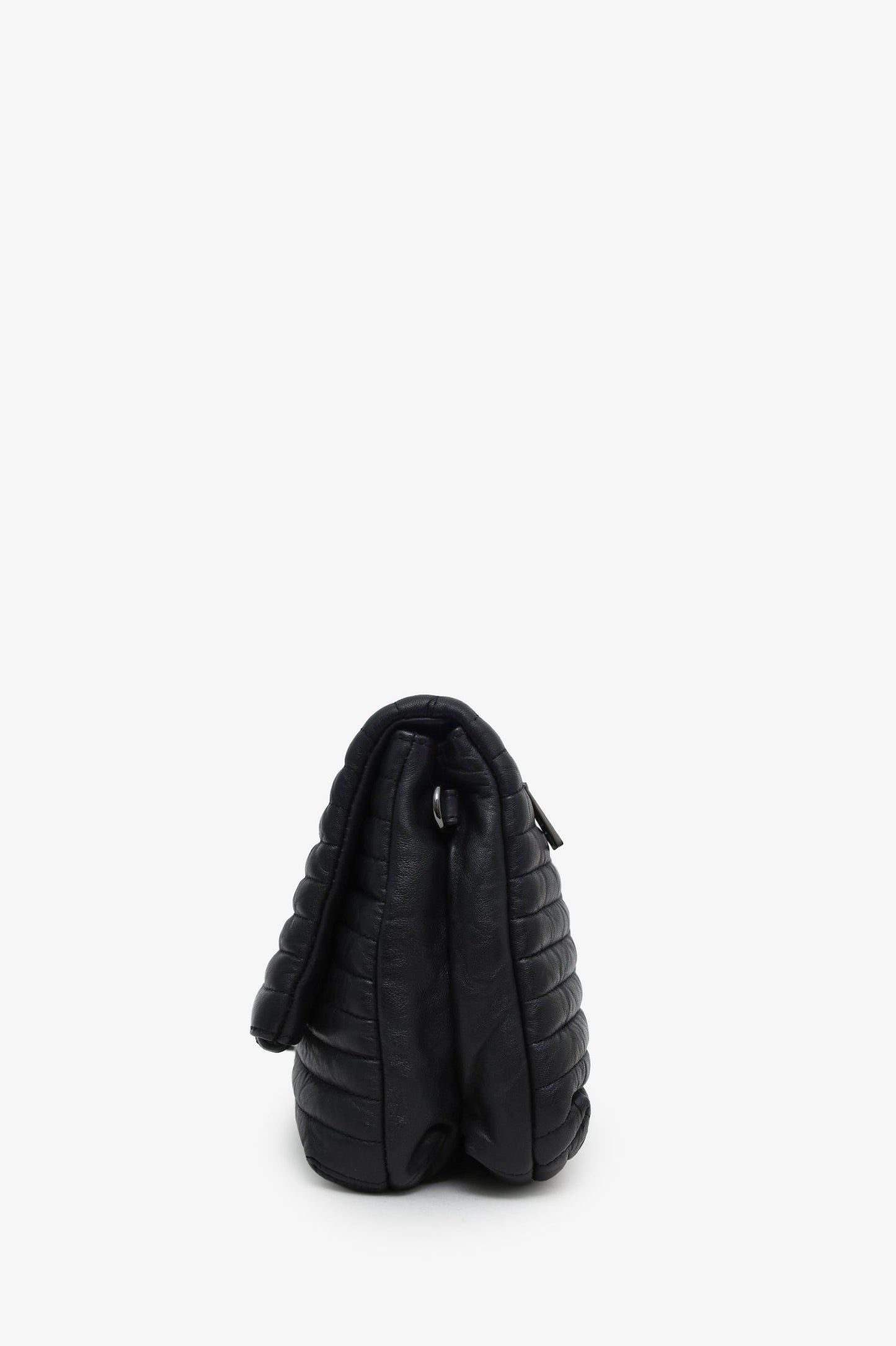 Zadig & Voltaire Black Quilted Leather Rocky Mat Clutch with Chain