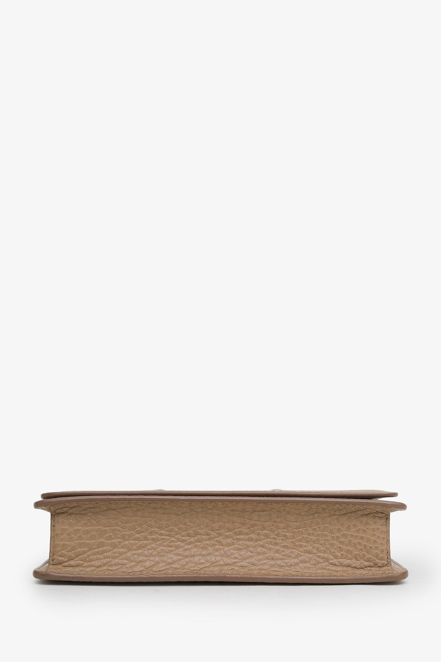 Maison Margiela Beige Grained Four Stitches Leather Wallet On Chain