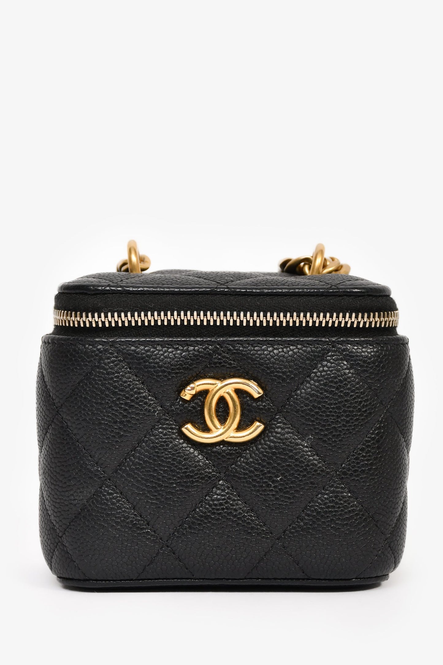 Chanel™ Black Caviar Leather Mini Vanity Crush Crossbody Gold Hardware