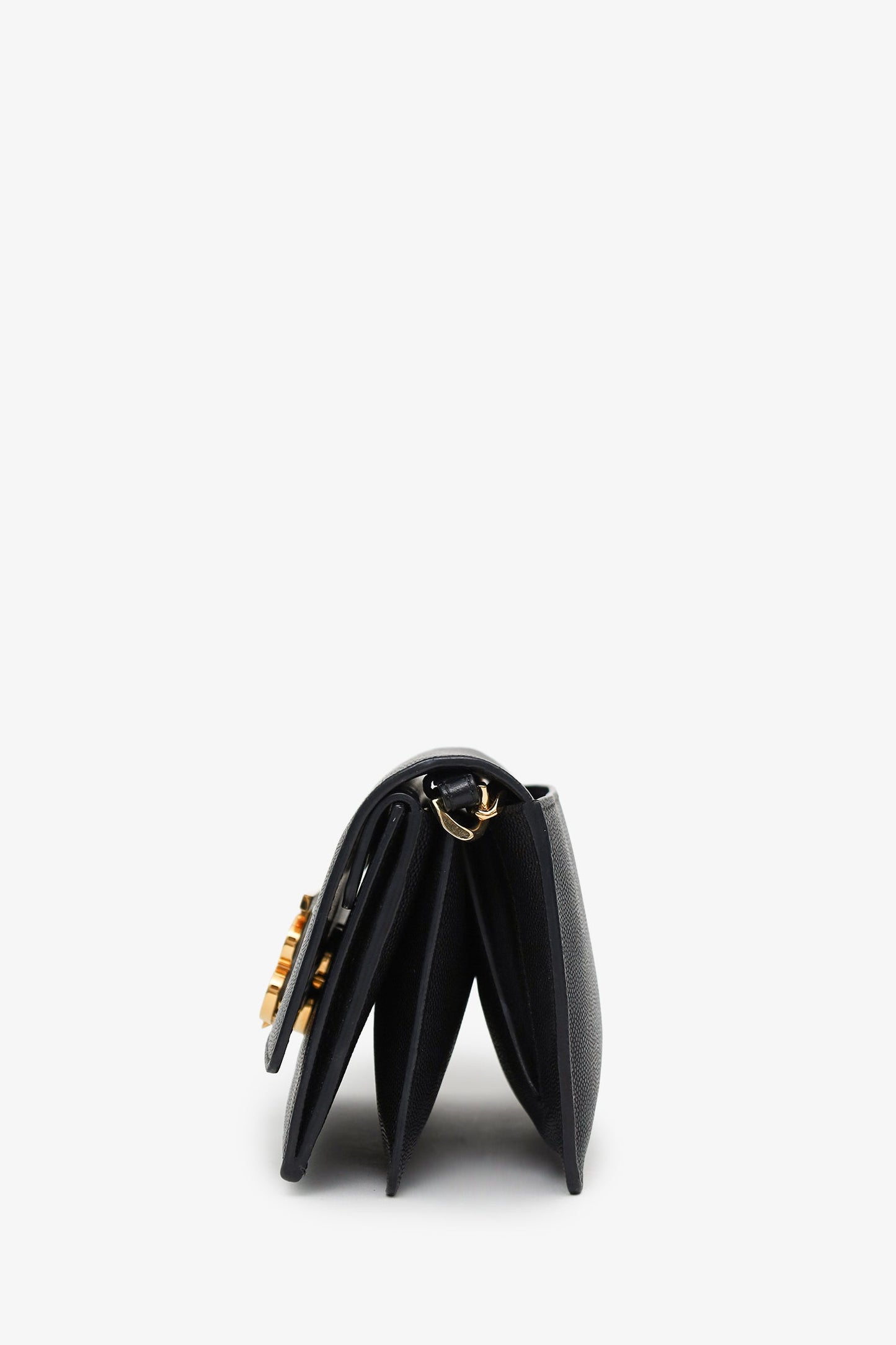 Burberry Black Calfskin Leather TB Wallet on Chain