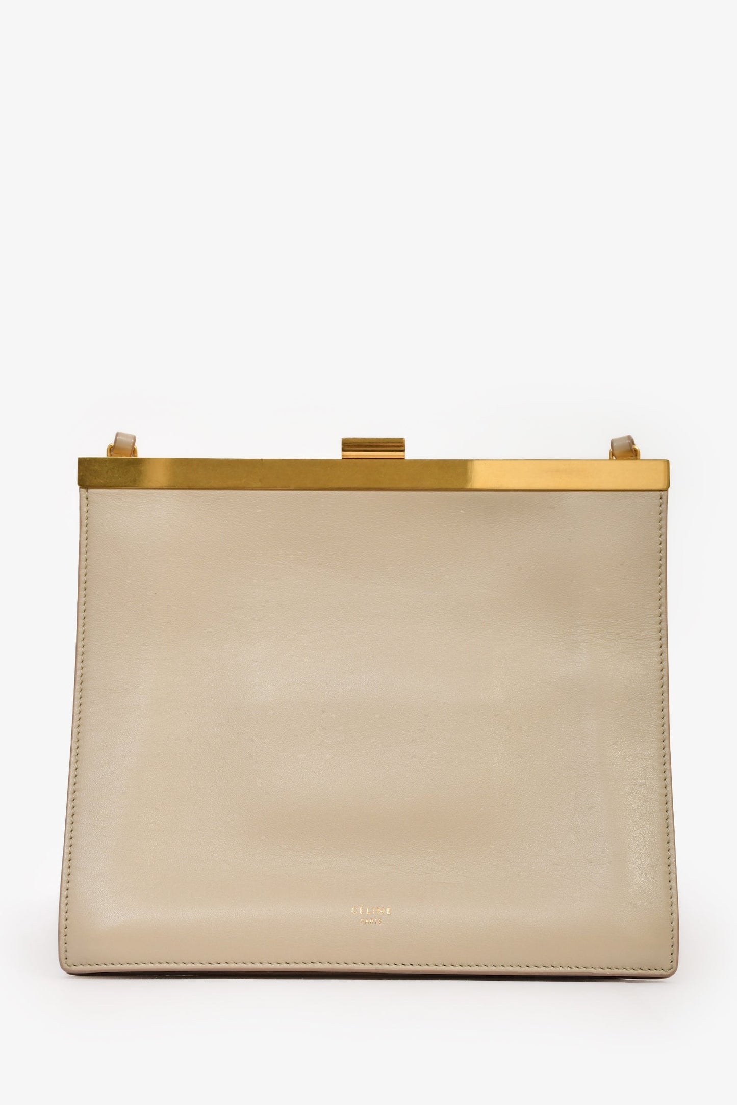 Celine Beige Calfskin Leather 'Mini Clasp' Crossbody Bag