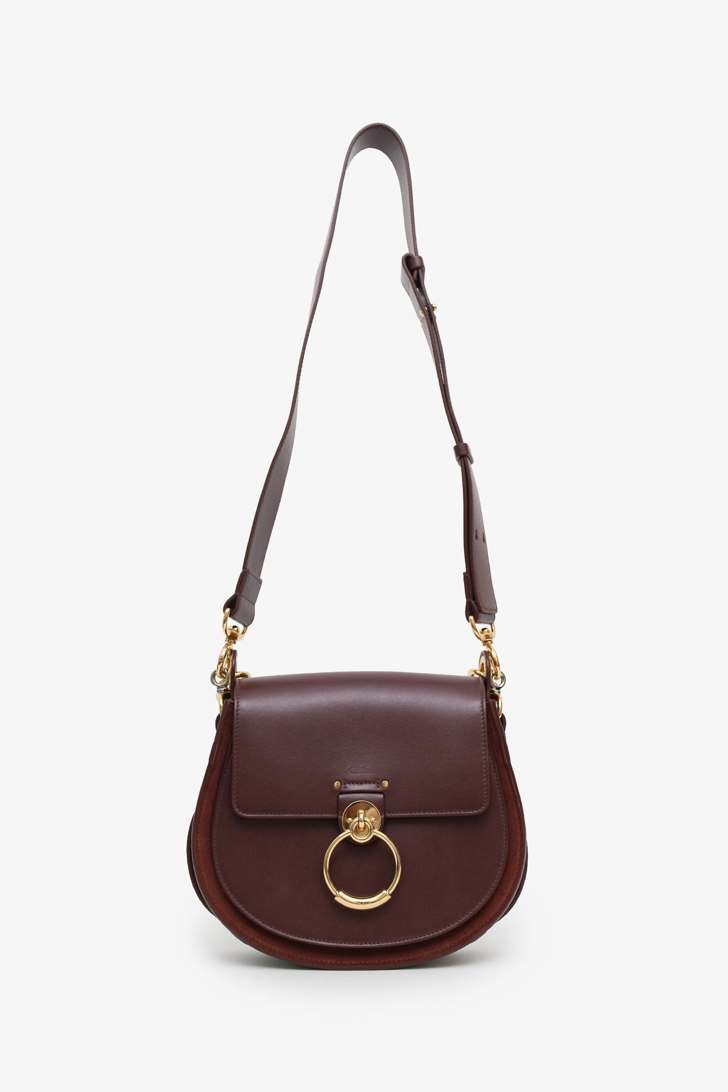 Chloé Burgundy Leather Shoulder Bag With Strap