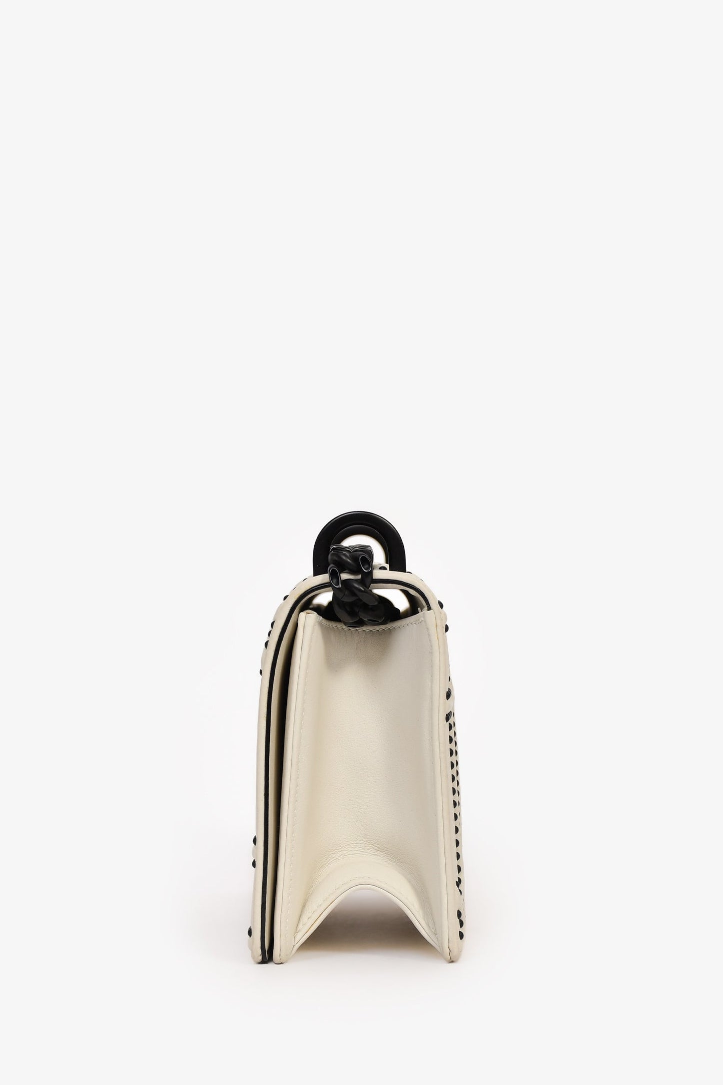 Christian Dior 2018 Cream/Black Leather Studded 'Diorama' Shoulder Bag