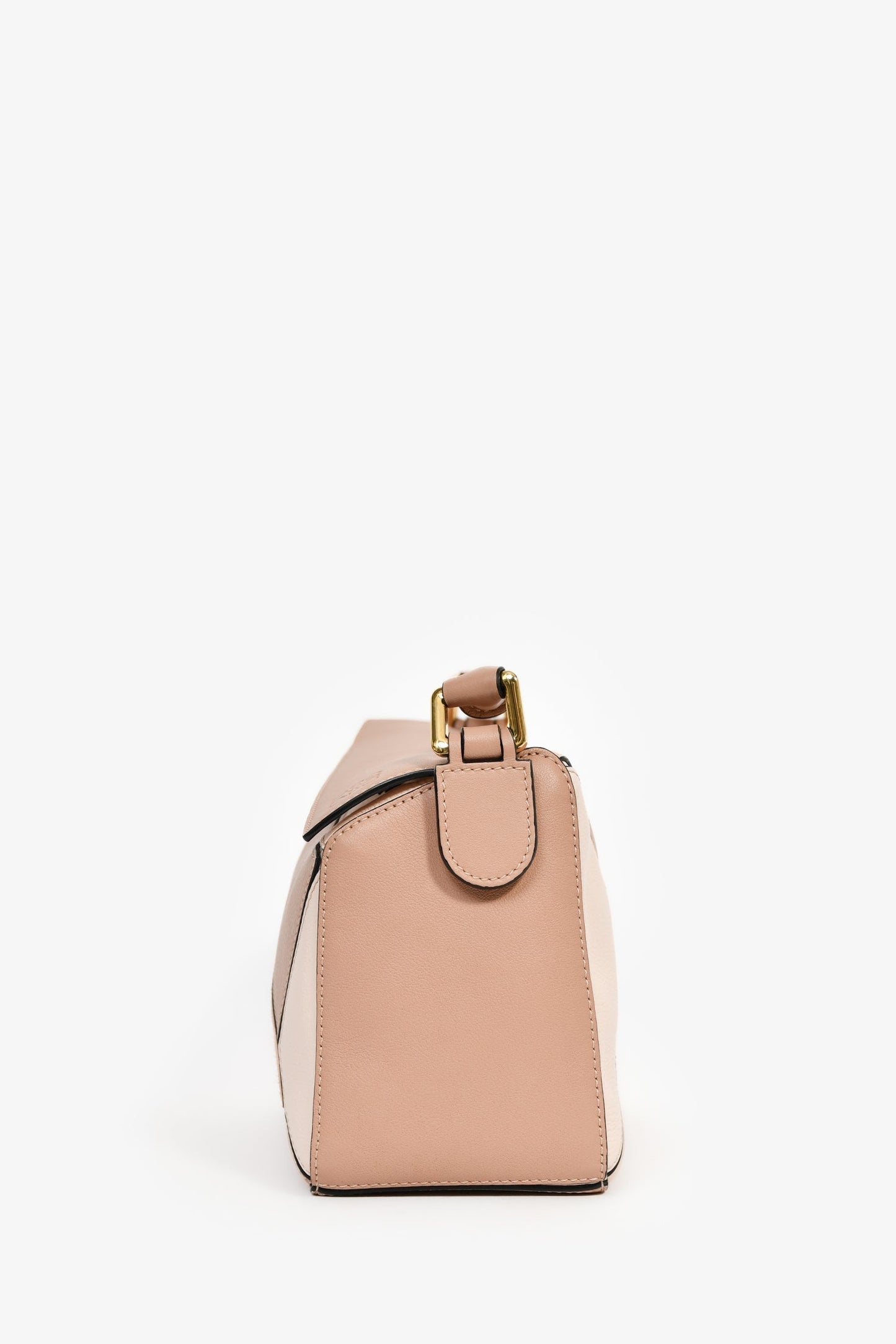 Loewe Light Pink Suede Leather Small Puzzle Bag with Strap