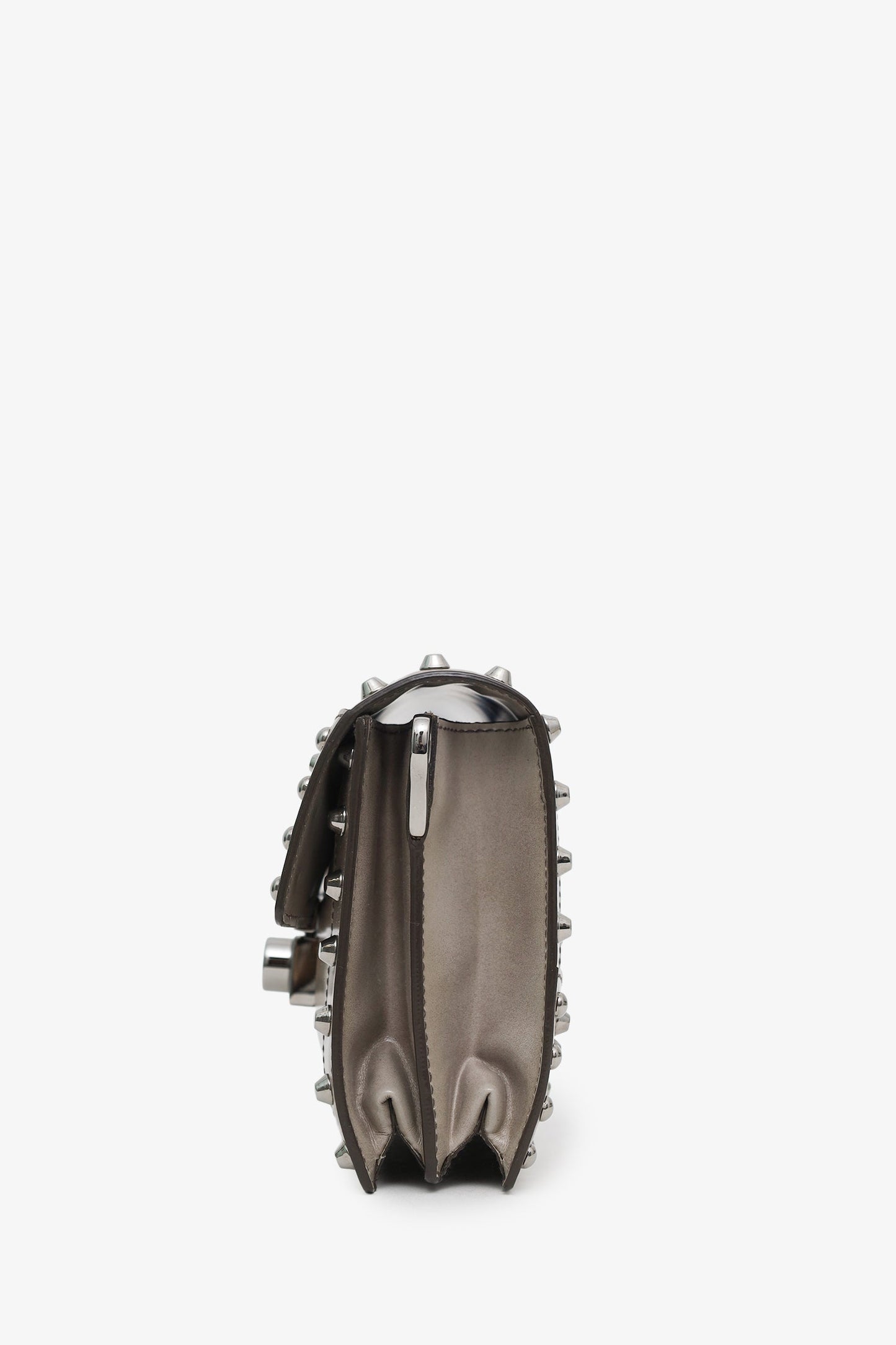 Prada Grey Spazzolato Studded Mini Sound Bag