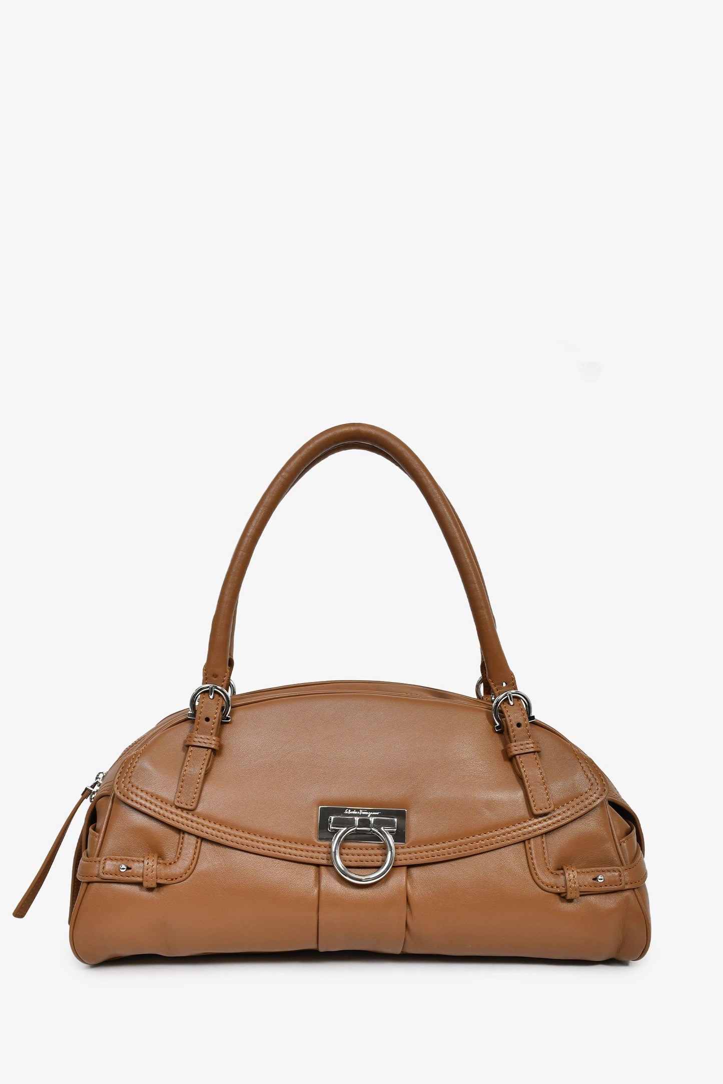 Salvatore Ferragamo Brown Leather Gancini Bag