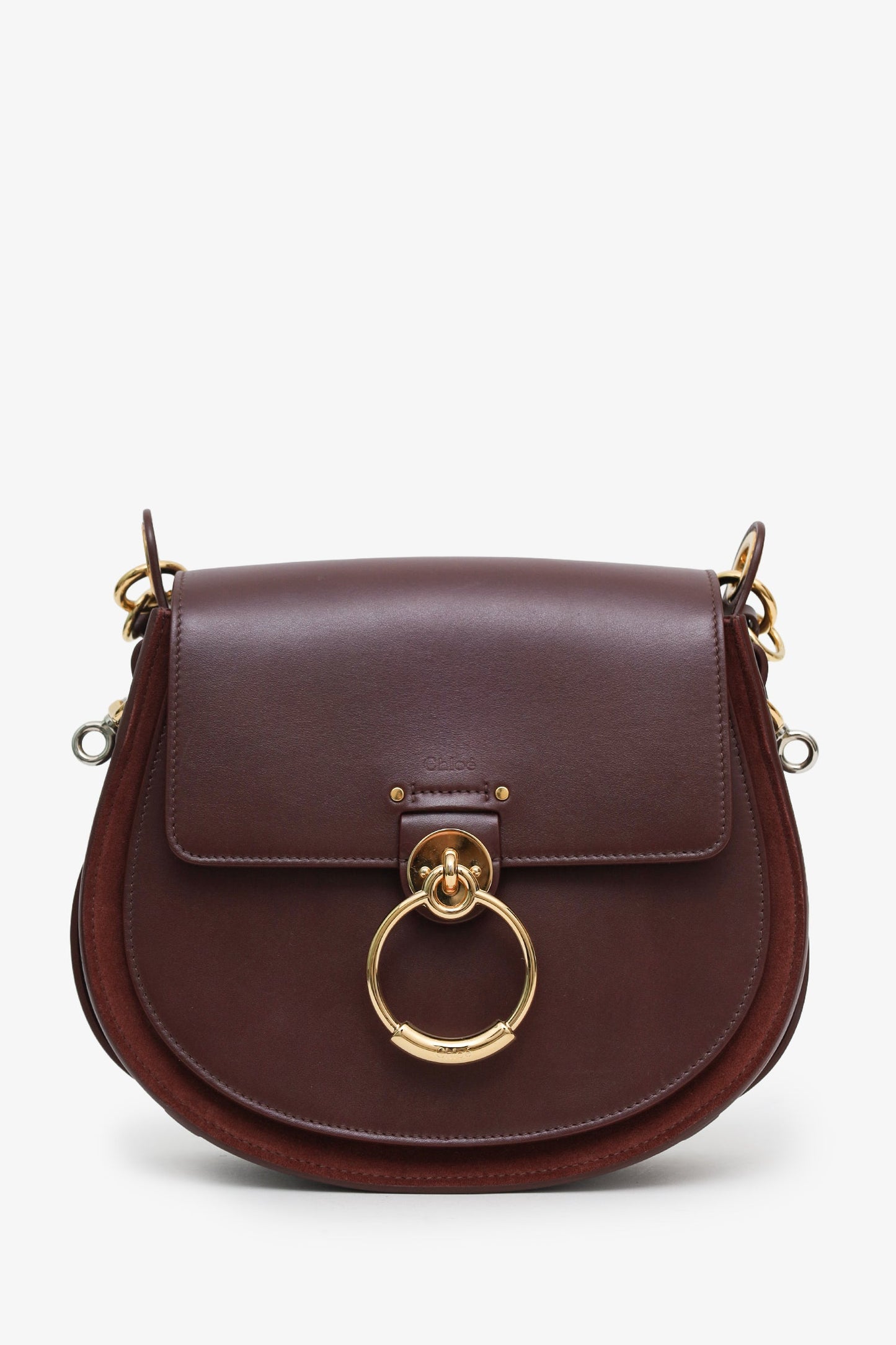Chloé Burgundy Leather Shoulder Bag With Strap