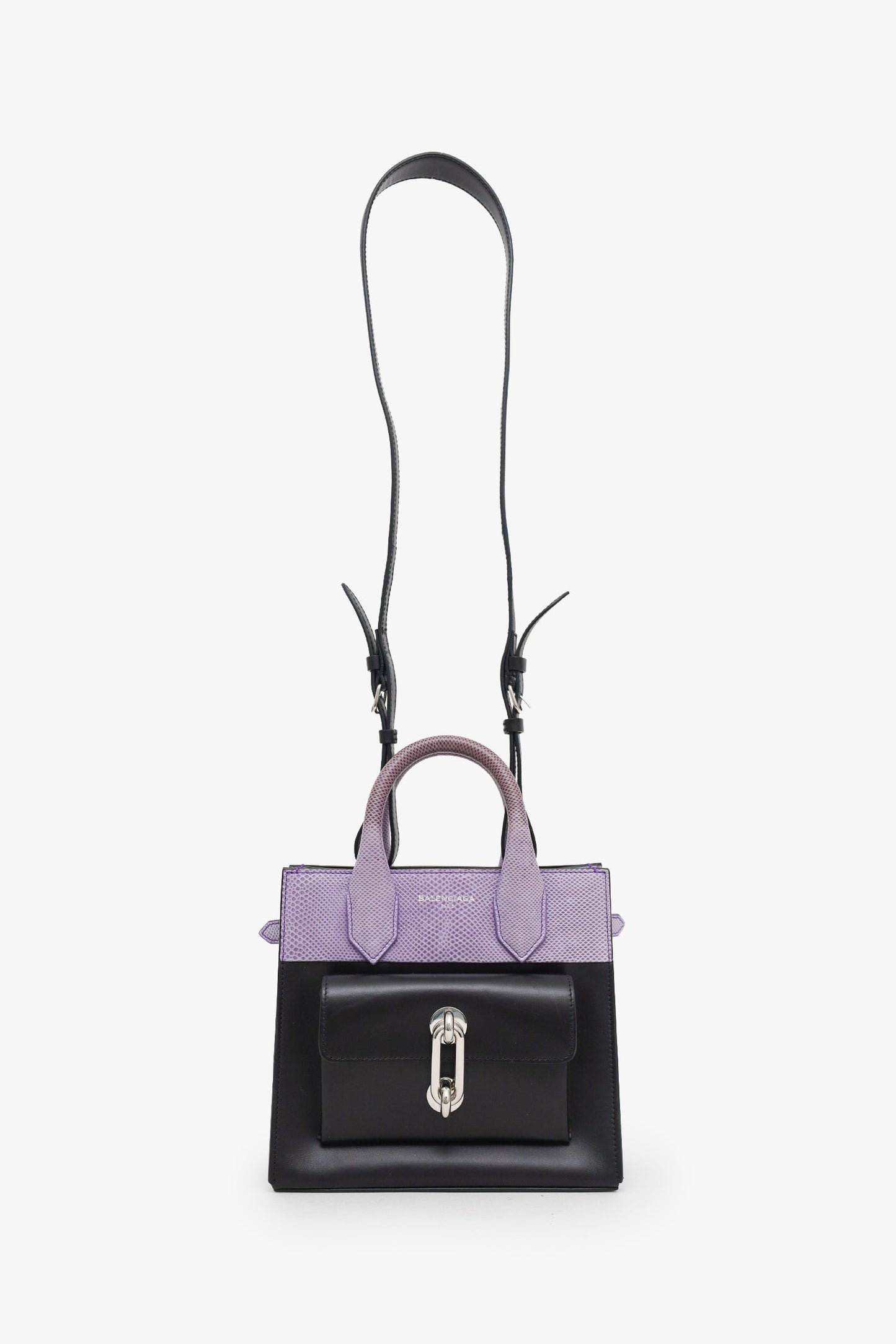 Balenciaga Black/Purple Karung Mini Maillon All Afternoon Bag With Strap