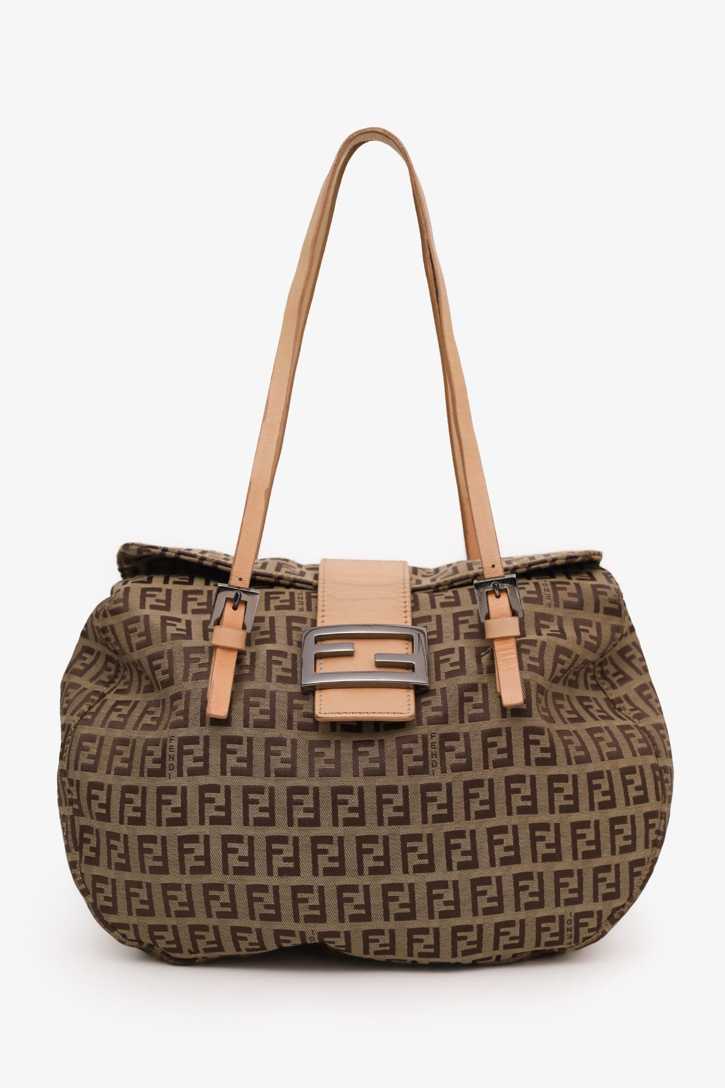 Fendi Beige FF Zucca Canvas Double Handle Bag