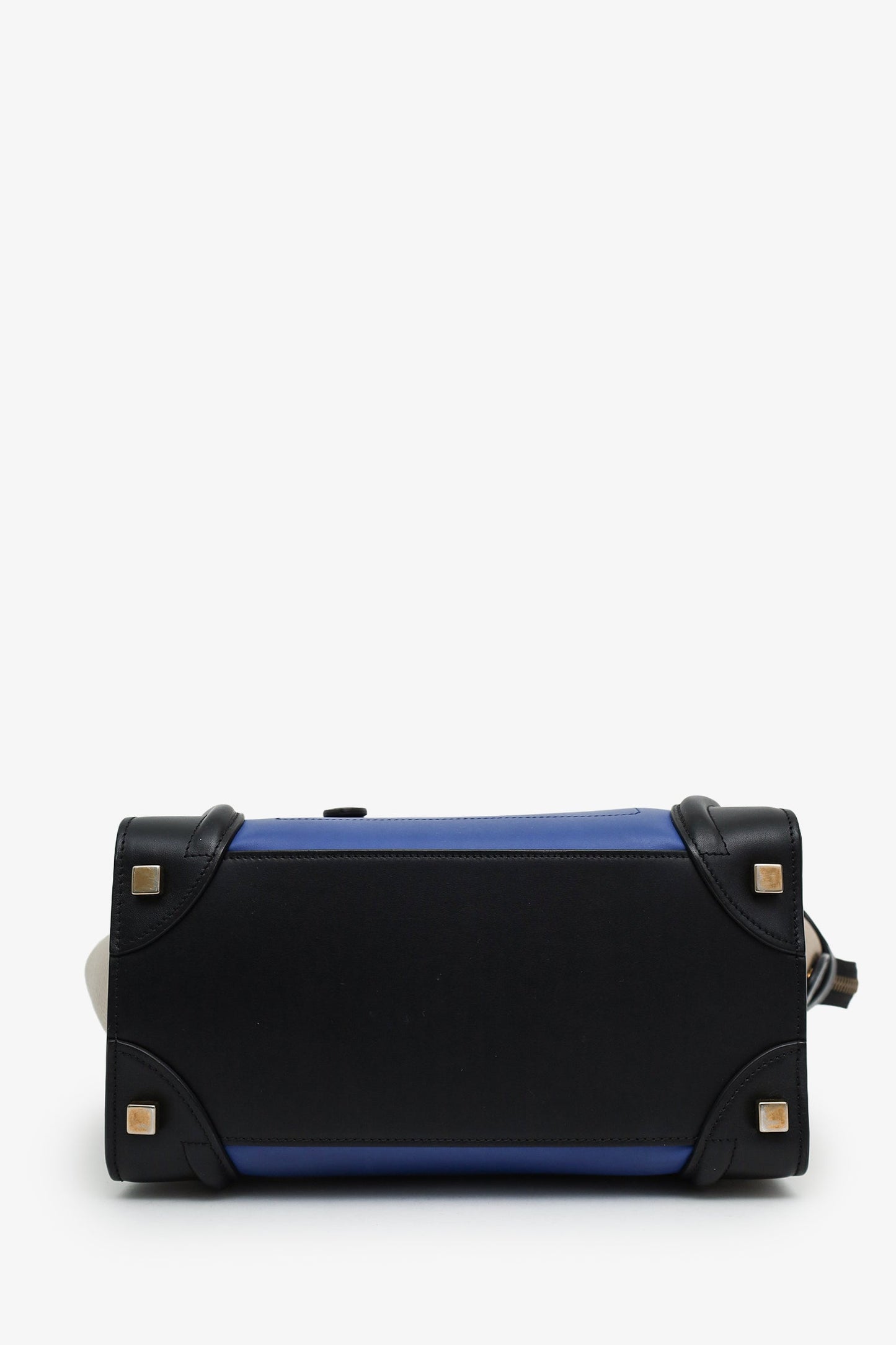 Celine Blue/Black/Beige Leather Micro Luggage Tote