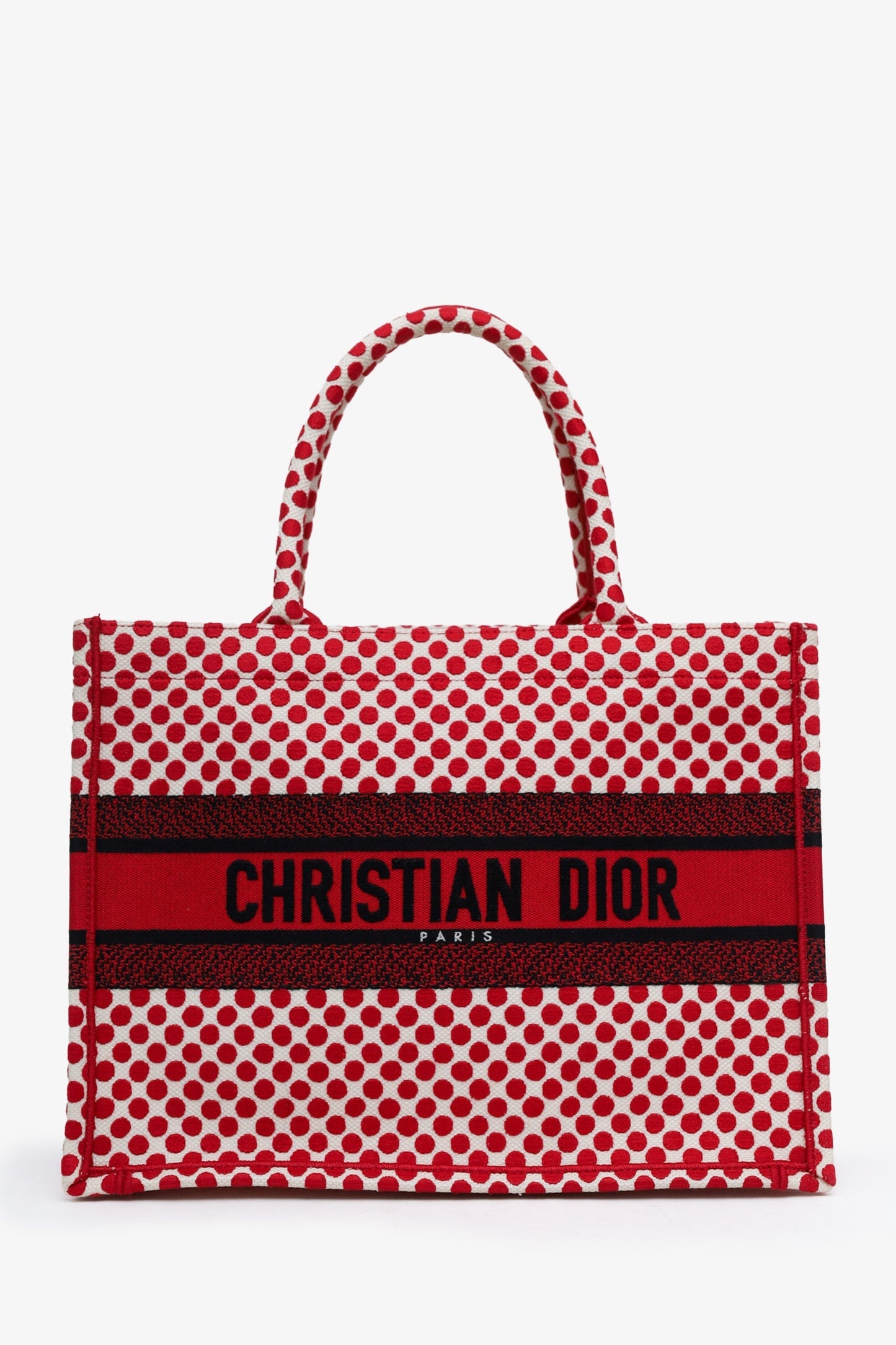 Christian Dior Red Canvas Dior Amour Polka Dot Medium Book Tote