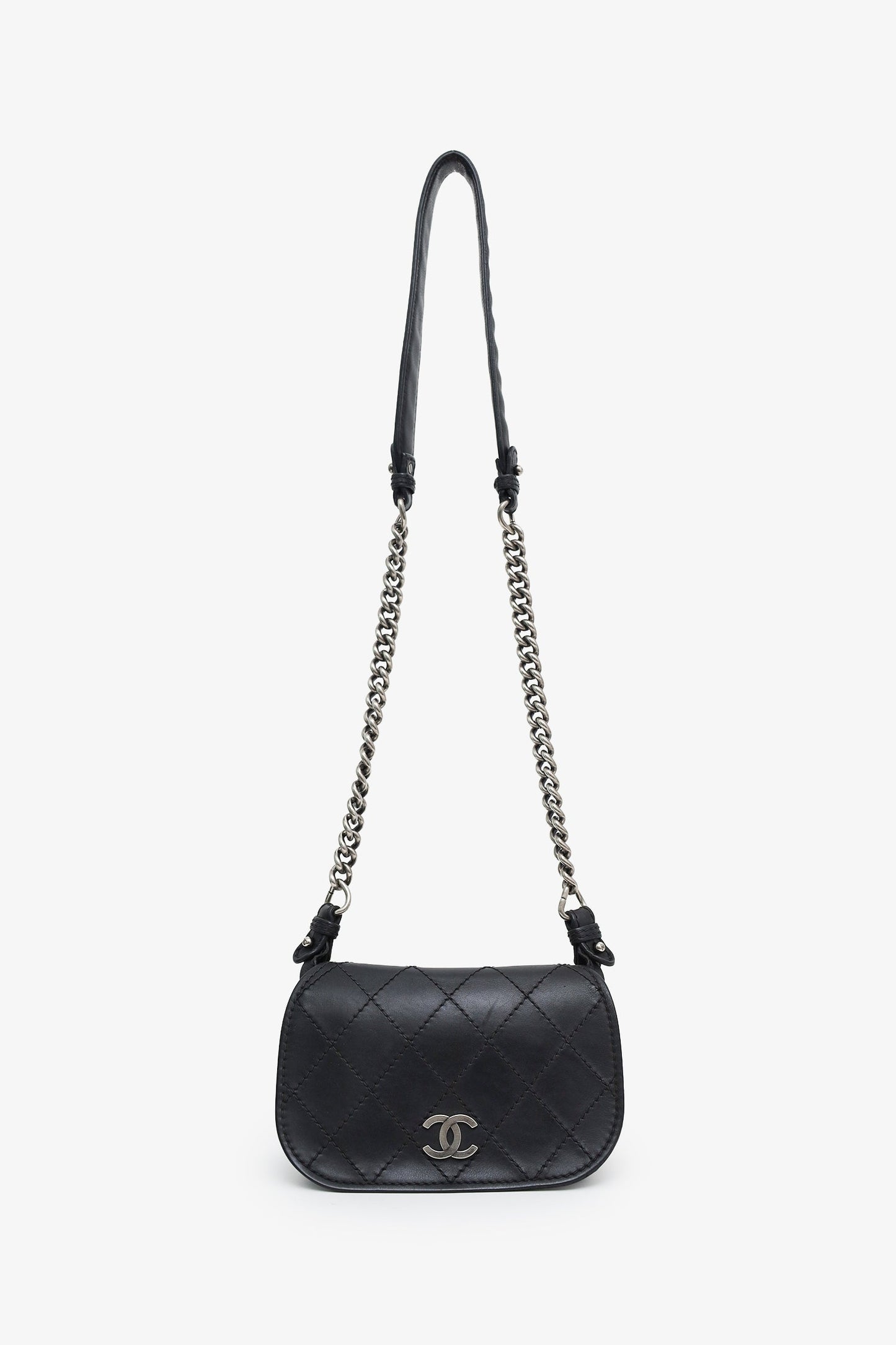 Chanel™ Black Quilted Leather Paris-Edinburgh Mini Highlander Messenger Bag