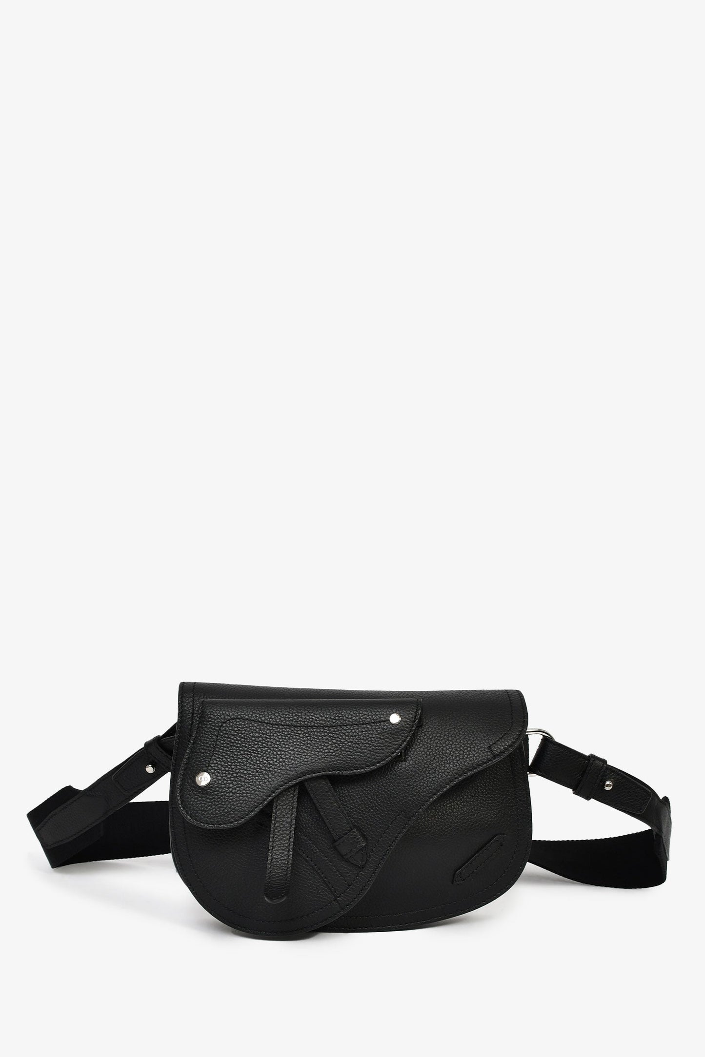 Christian Dior Black Leather Saddle Belt Bag