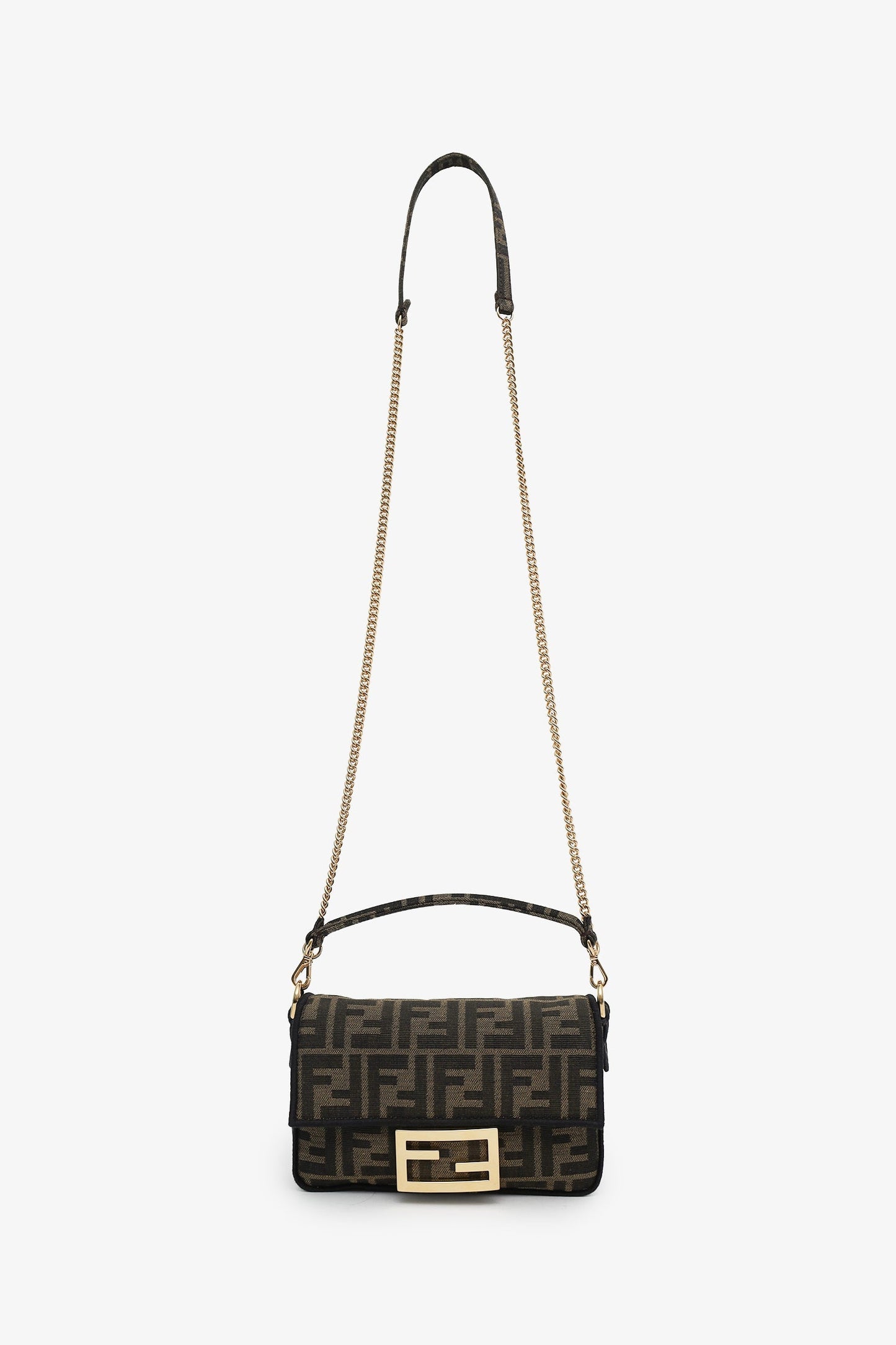 Fendi Zucca FF Canvas Baguette Mini Crossbody Bag