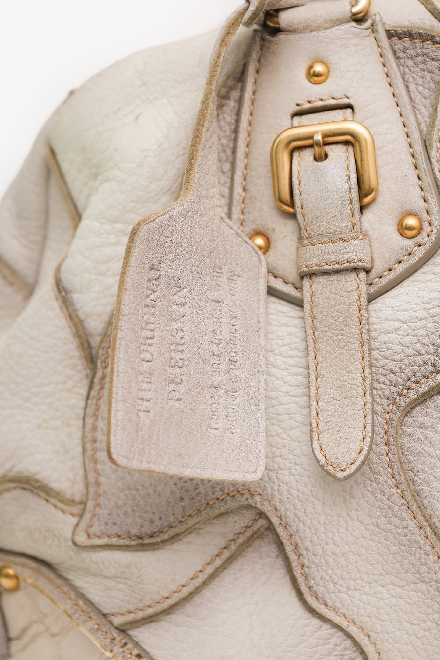 Prada White Ombre Deerskin Leather Croc and Lizard Patchwork Bowler Bag
