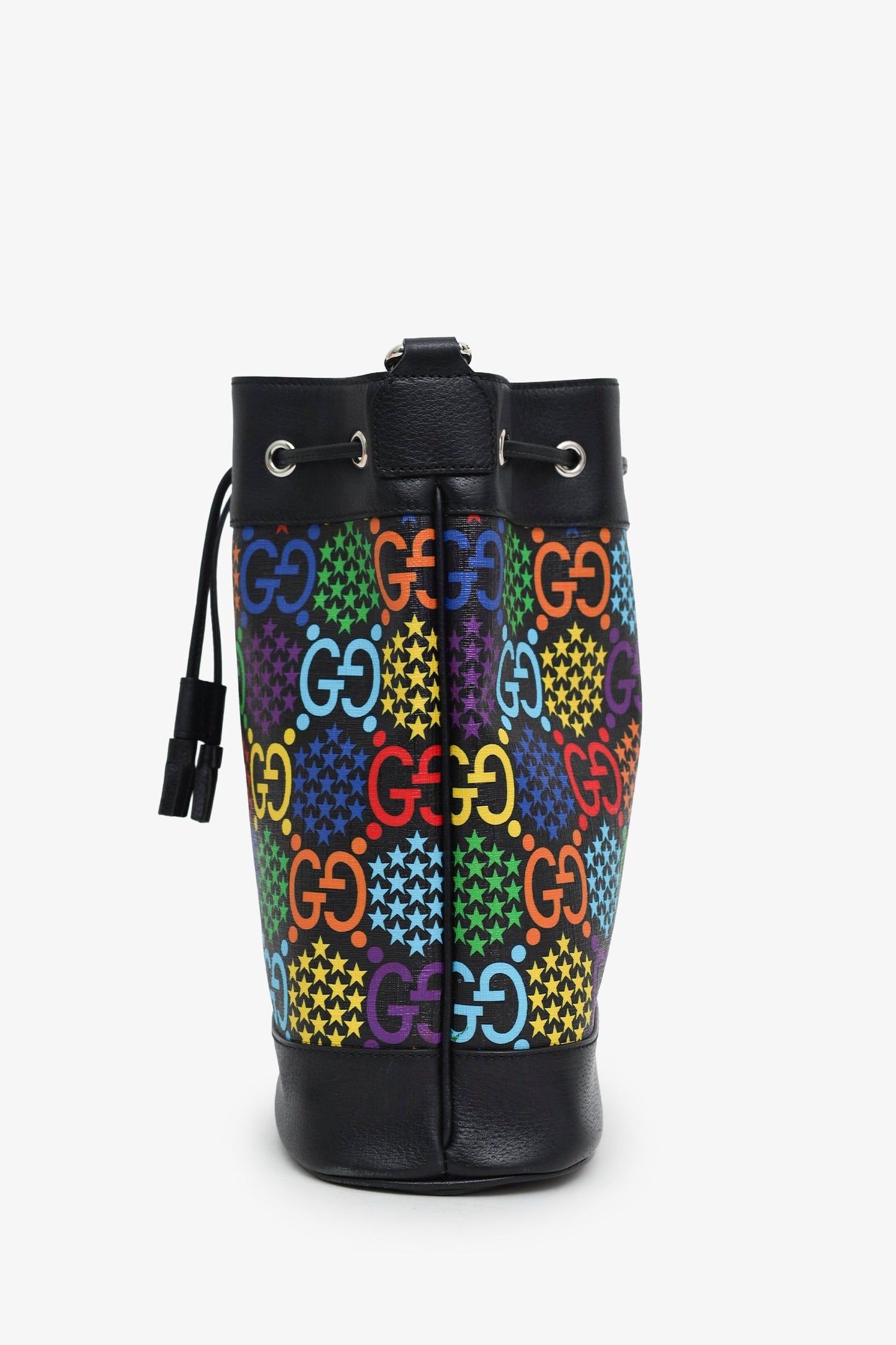Gucci Black/Multicolour Coated Canvas GG Psychedelic Bucket Bag