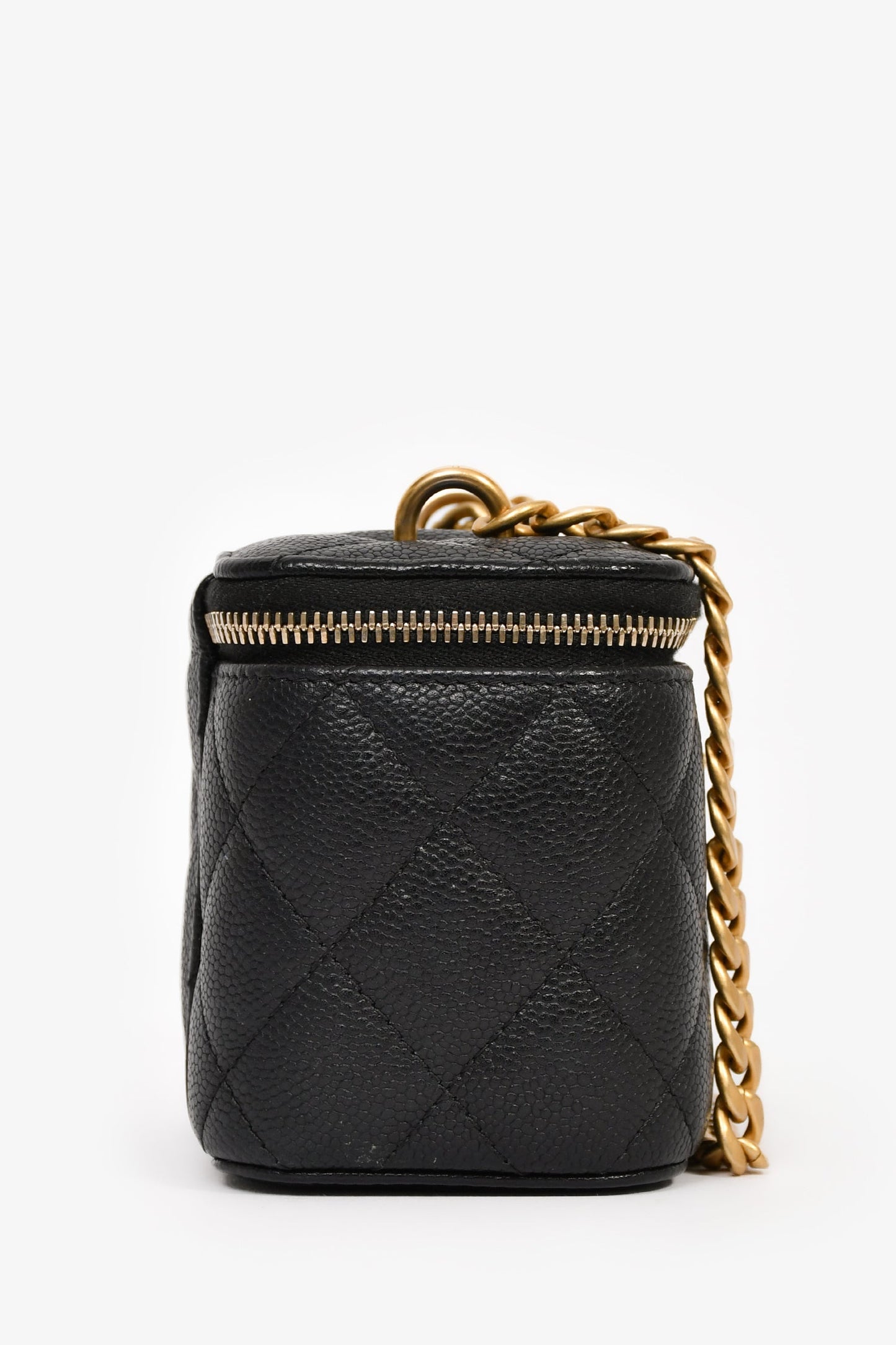Chanel™ Black Caviar Leather Mini Vanity Crush Crossbody Gold Hardware