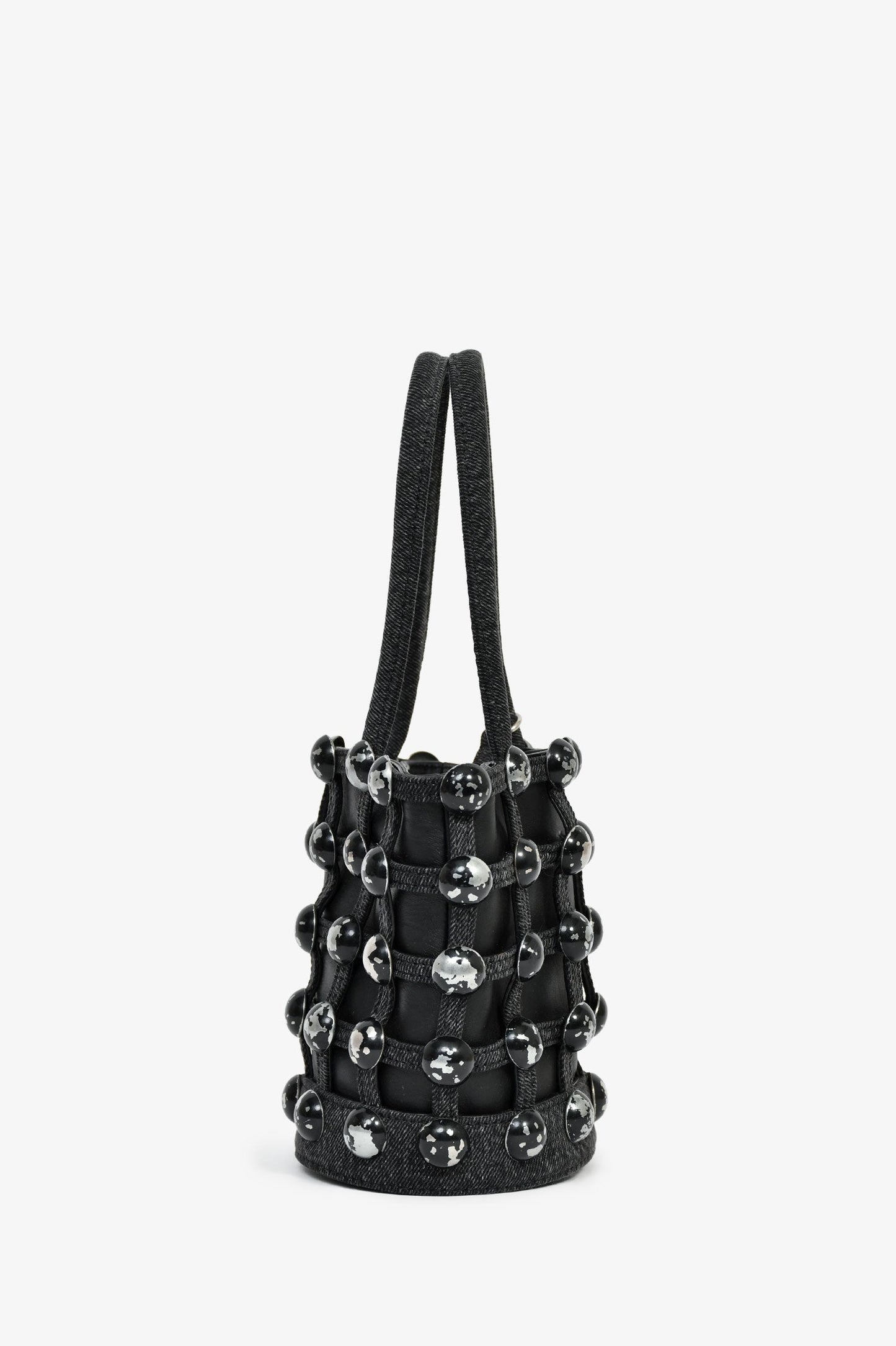 Alexander Wang Grey Denim Studded Mini Bucket Bag