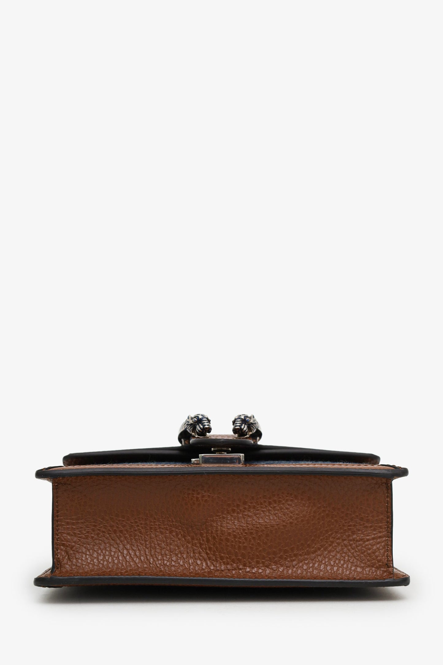 Gucci Blue Denim GG Brown Leather Trim Mini Dionysus Chain Bag