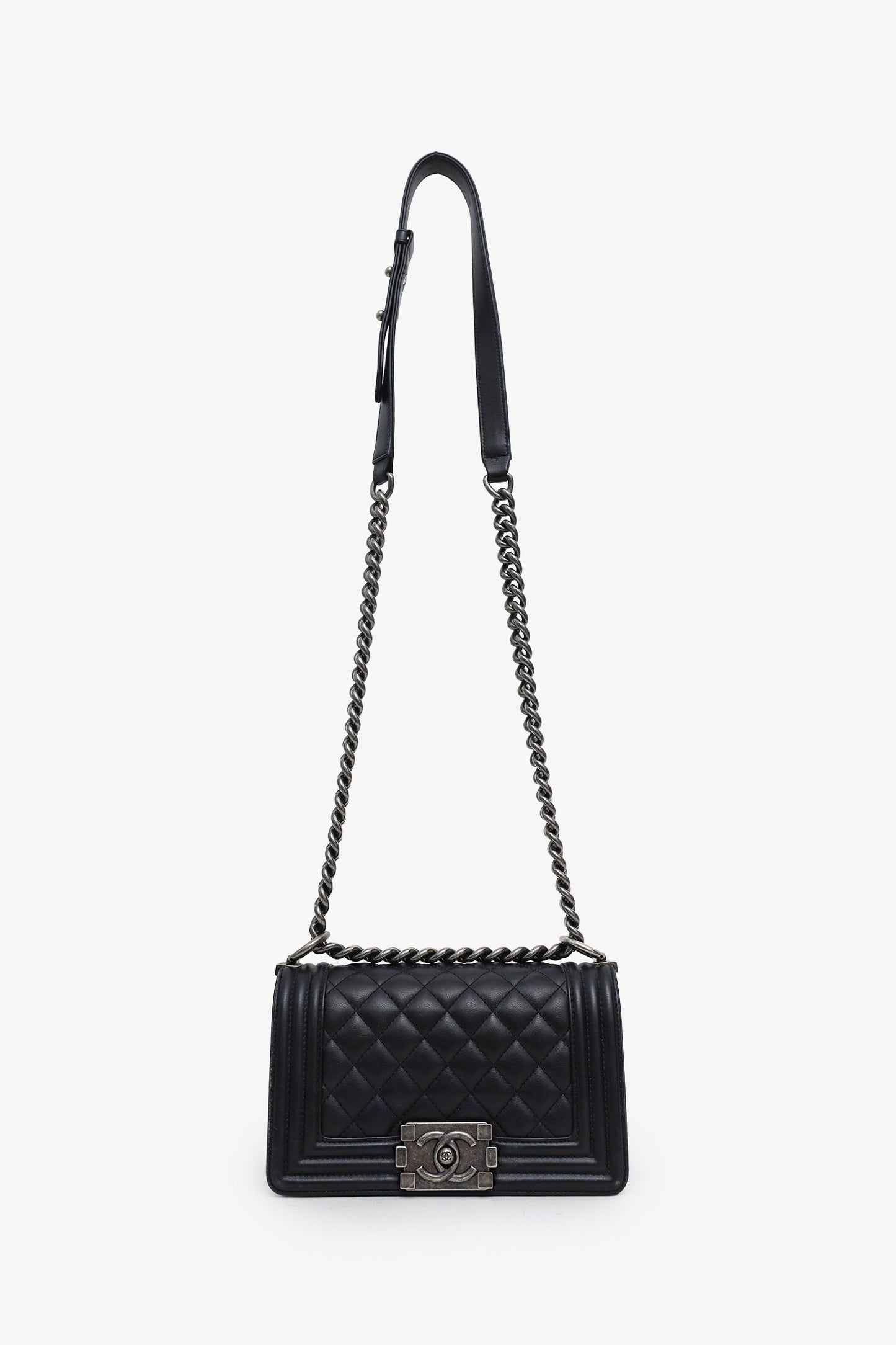 Chanel™ Small Black Quilted Lambskin Leather Boy Bag