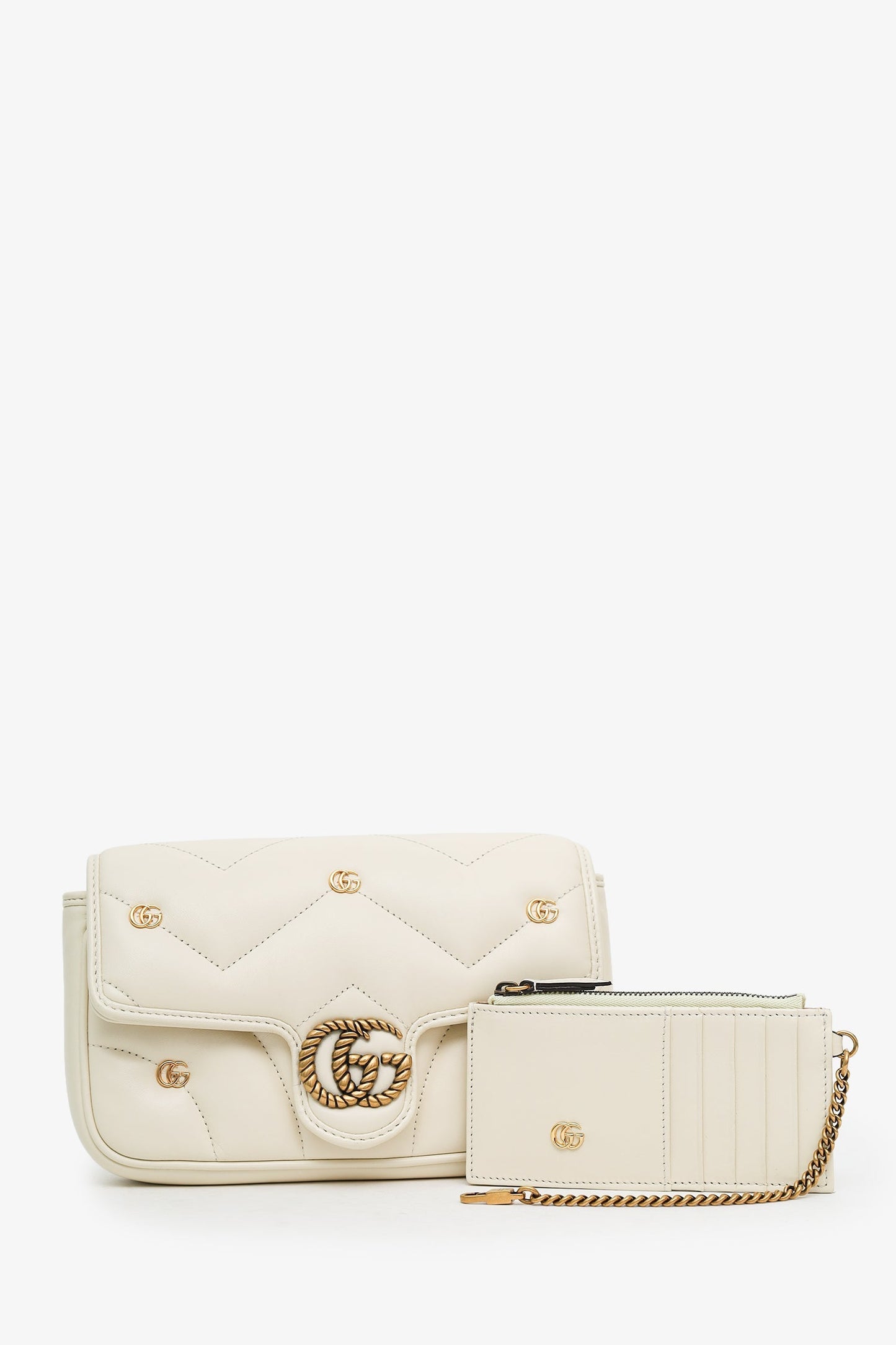 Gucci White GG Marmont Small Crossbody Bag GHW