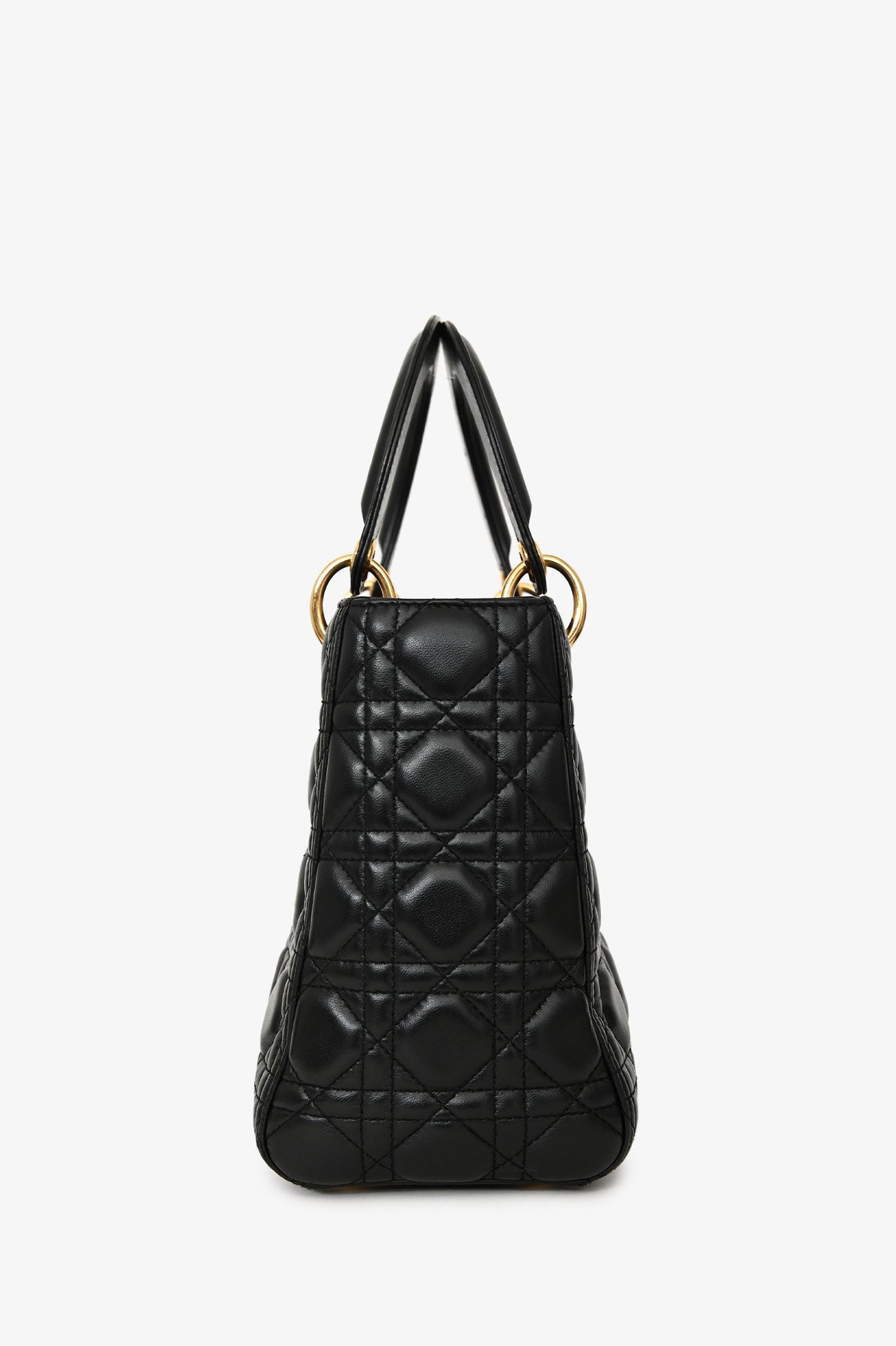 Christian Dior 2017 Black Nappa Leather Medium Lady Dior With Strap