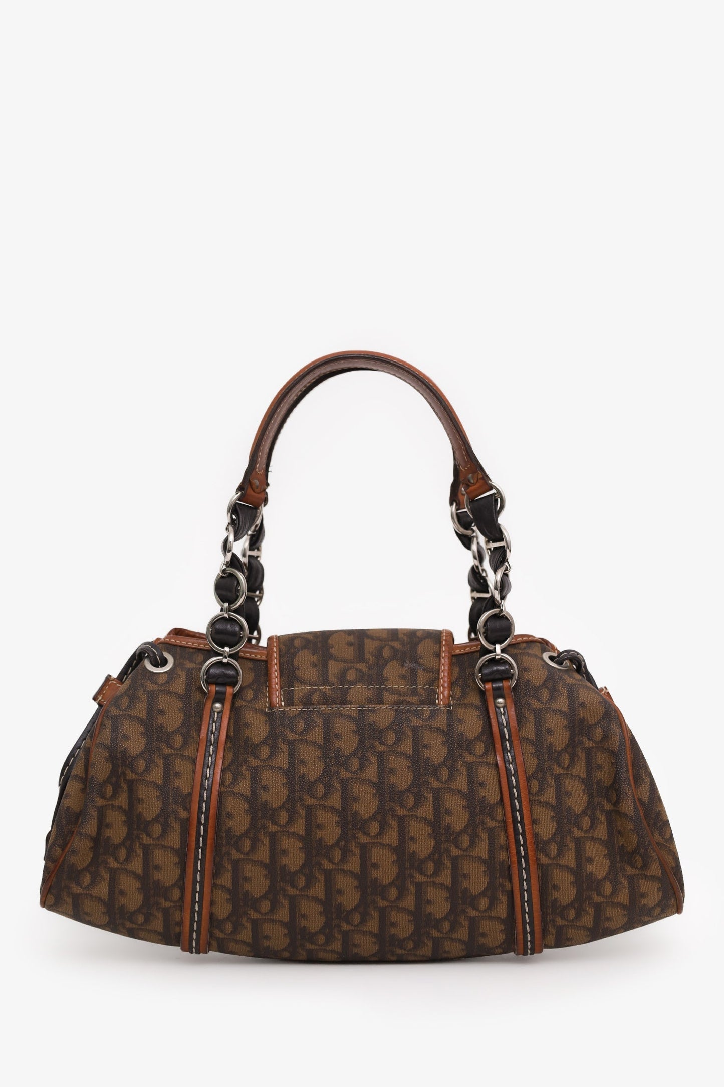 Christian Dior 2007 Brown Monogram Romantique Trotter Flap Bag