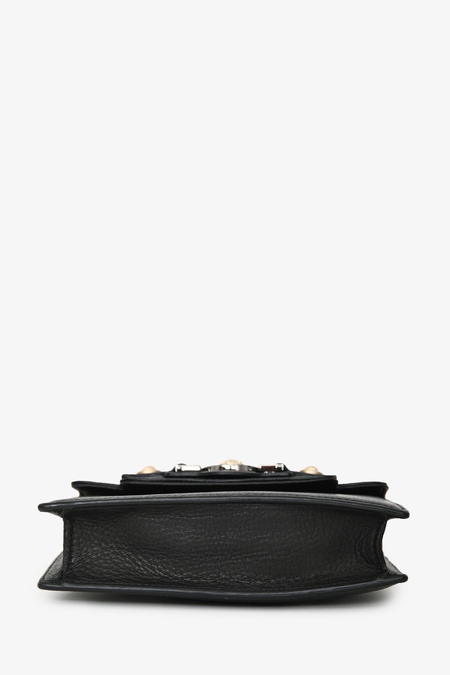 Versace Black Leather Medusa Flap Crossbody Bag