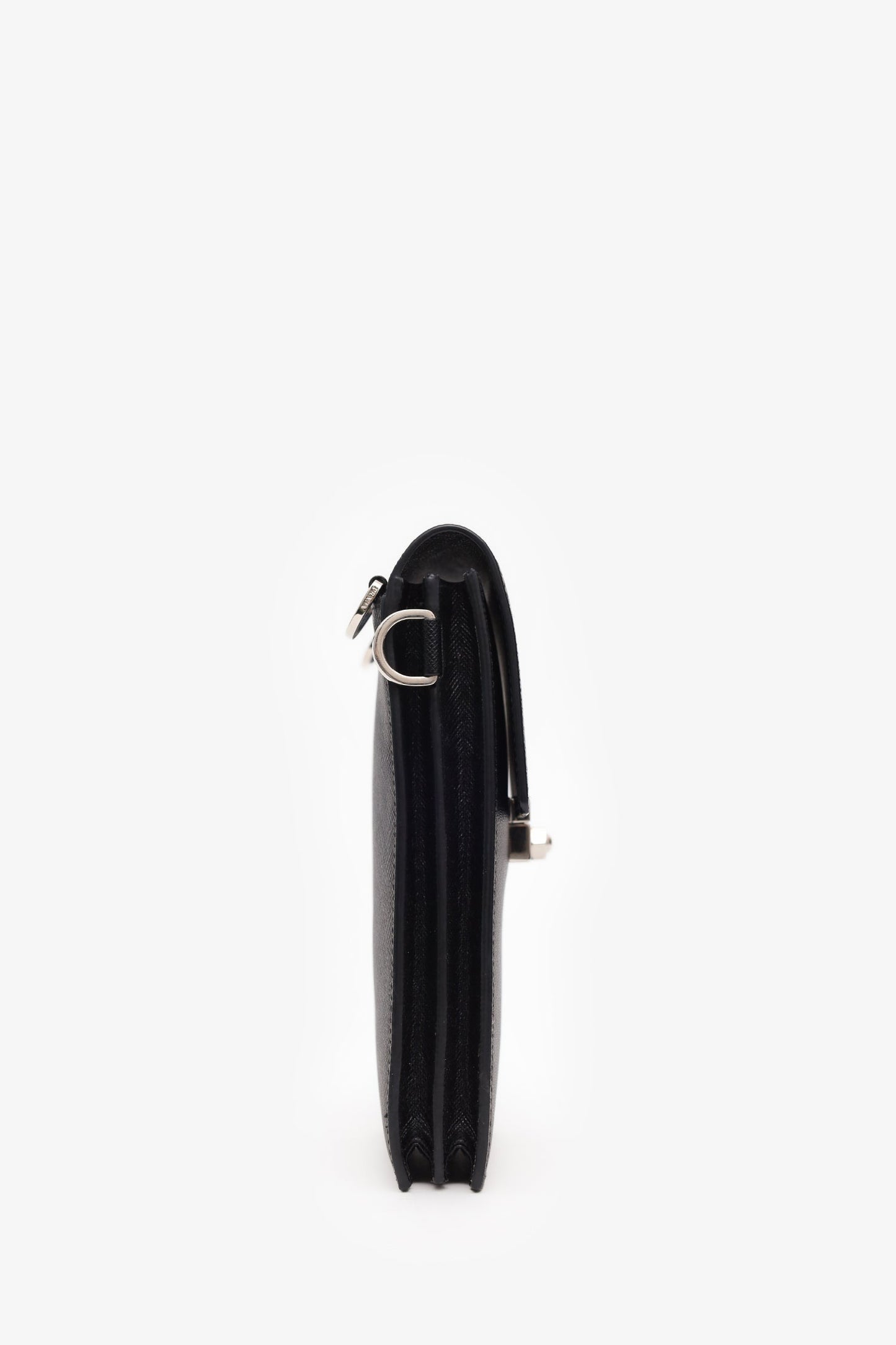 Prada Black Saffiano Leather Smartphone Pouch