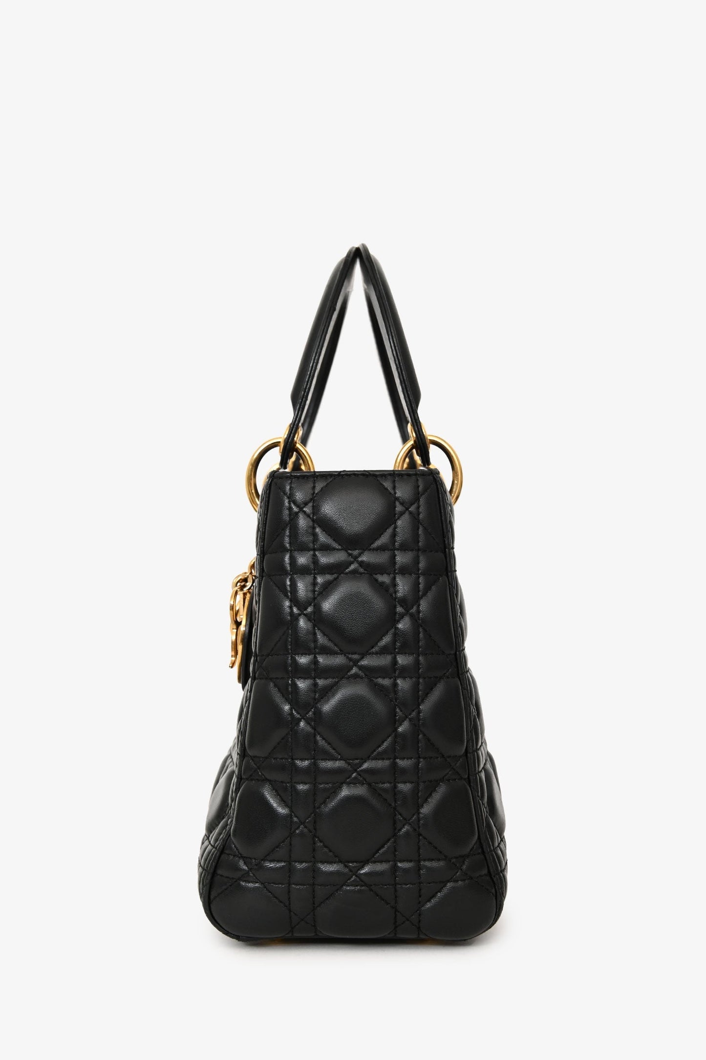 Christian Dior 2017 Black Nappa Leather Medium Lady Dior With Strap