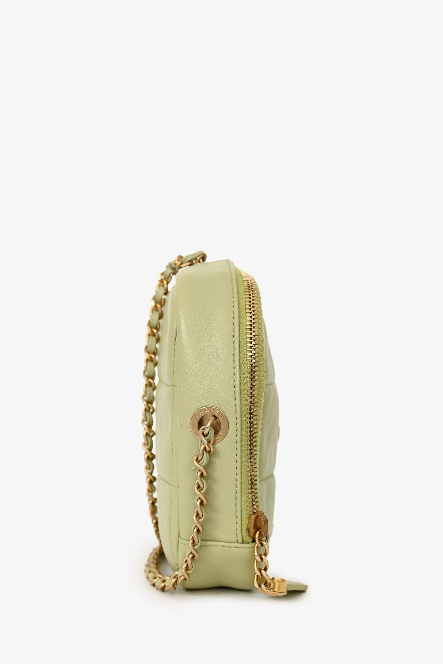 Chanel™ 2019-2020 Green Lambskin Leather Diamond CC Crossbody