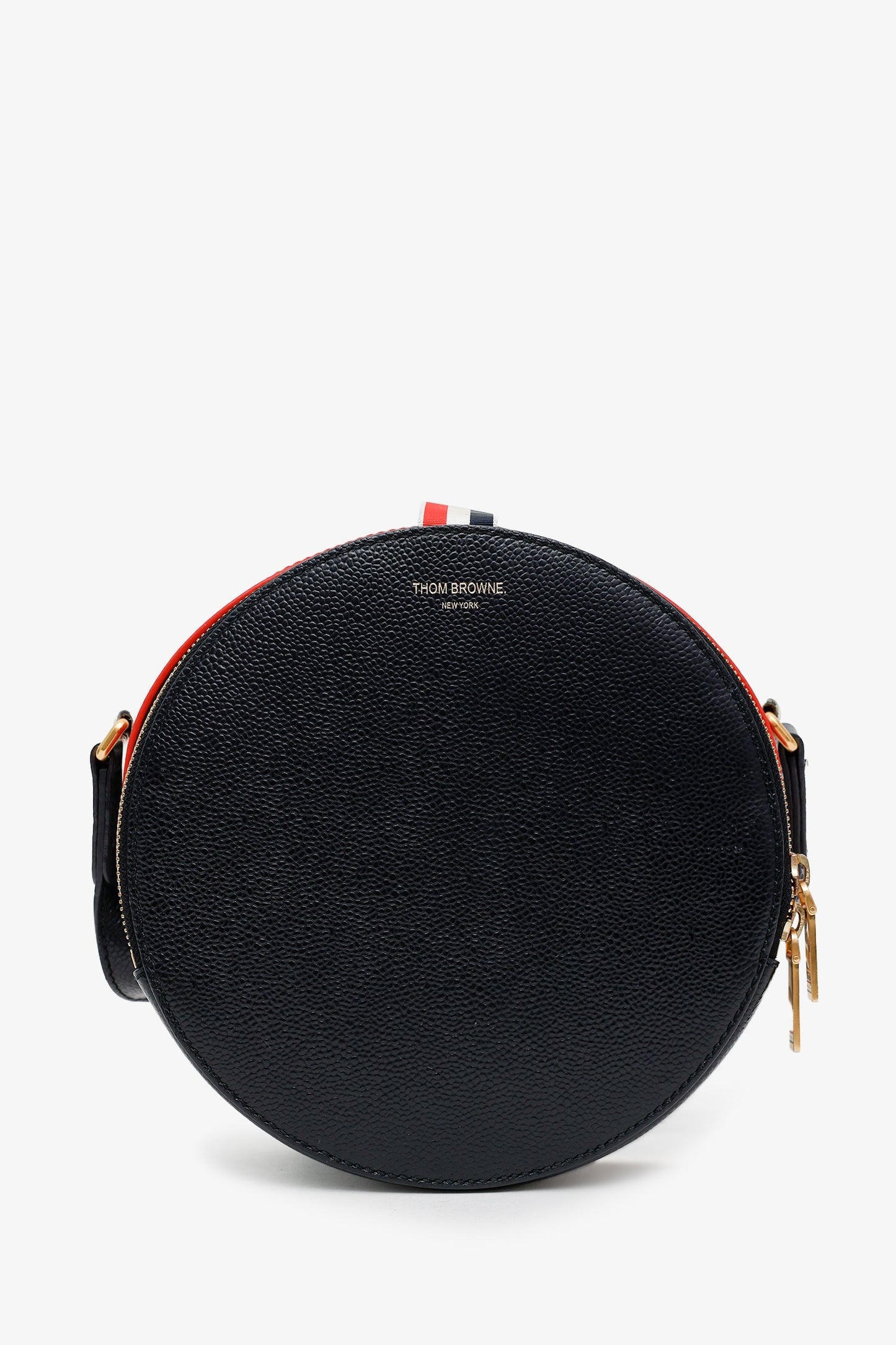 Thom Browne Black Leather Circular Crossbody Bag