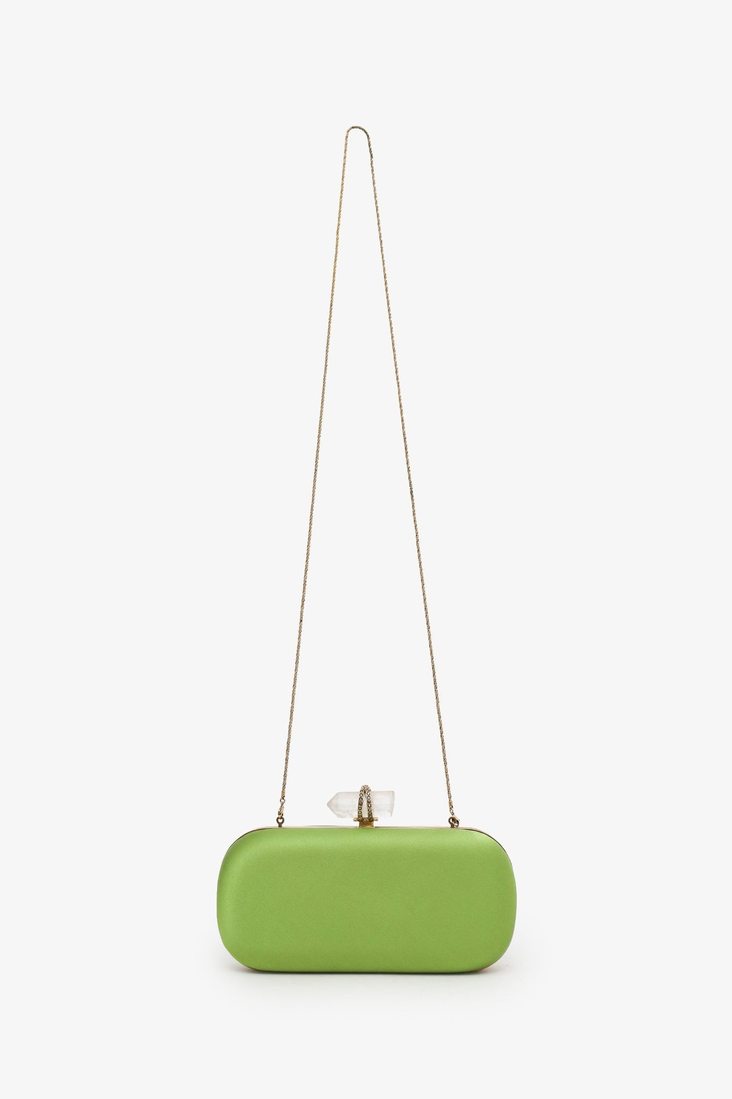 Marchesa Green Satin Lily Clutch