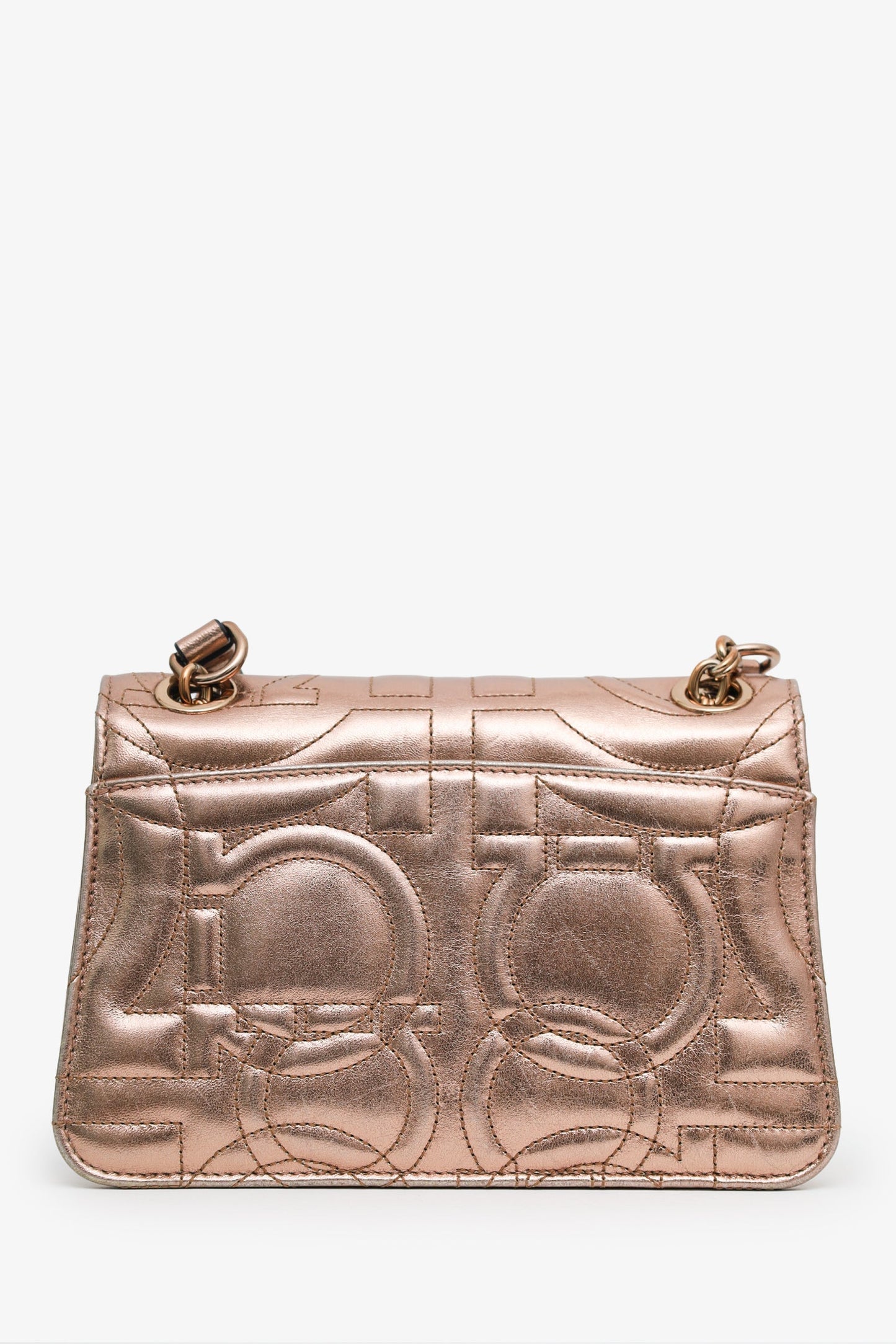 Salvatore Ferragamo Gold Metallic Gancini Quilted Leather Shoulder Bag