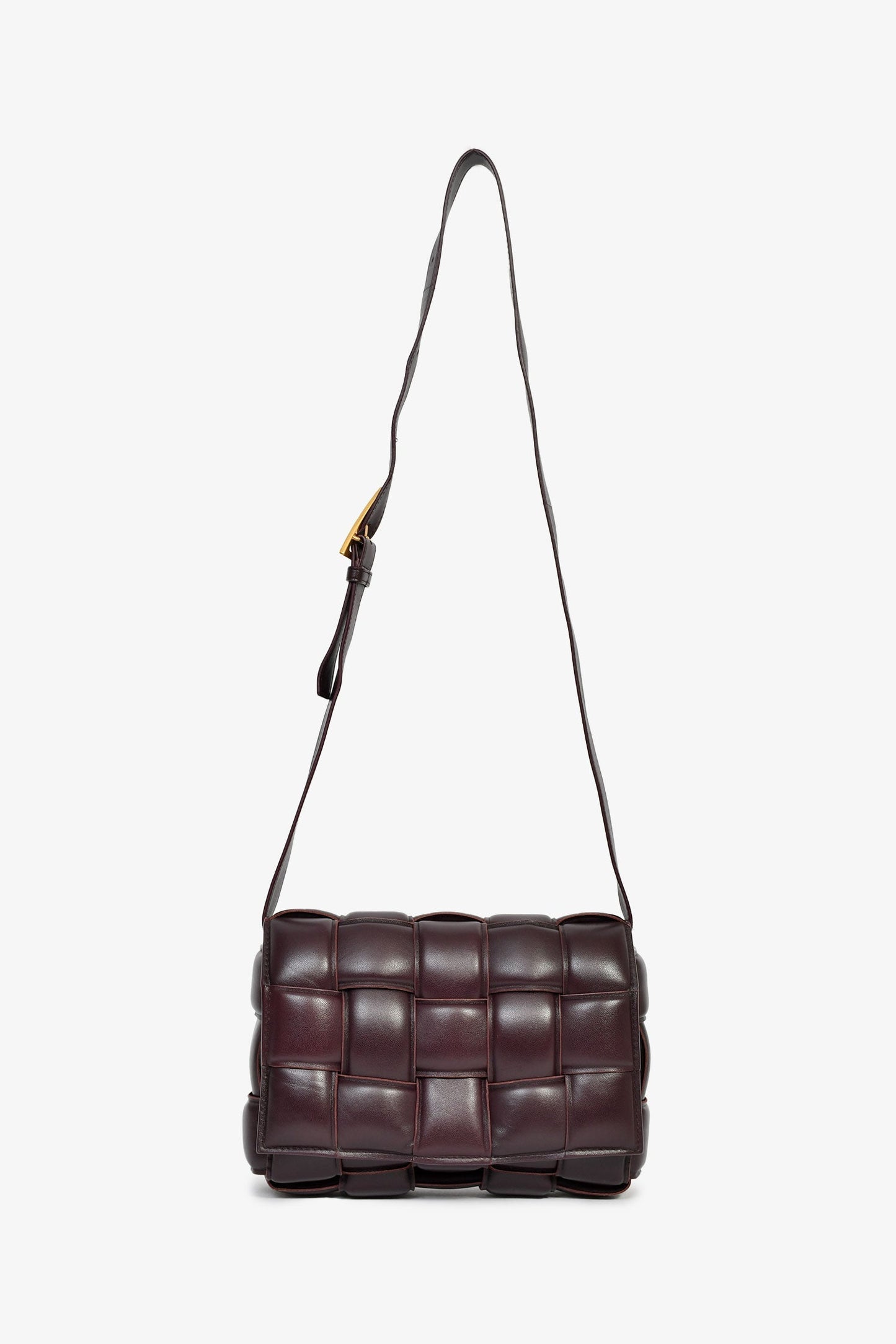 Bottega Veneta Burgundy Leather Intrecciato Padded Cassette Crossbody