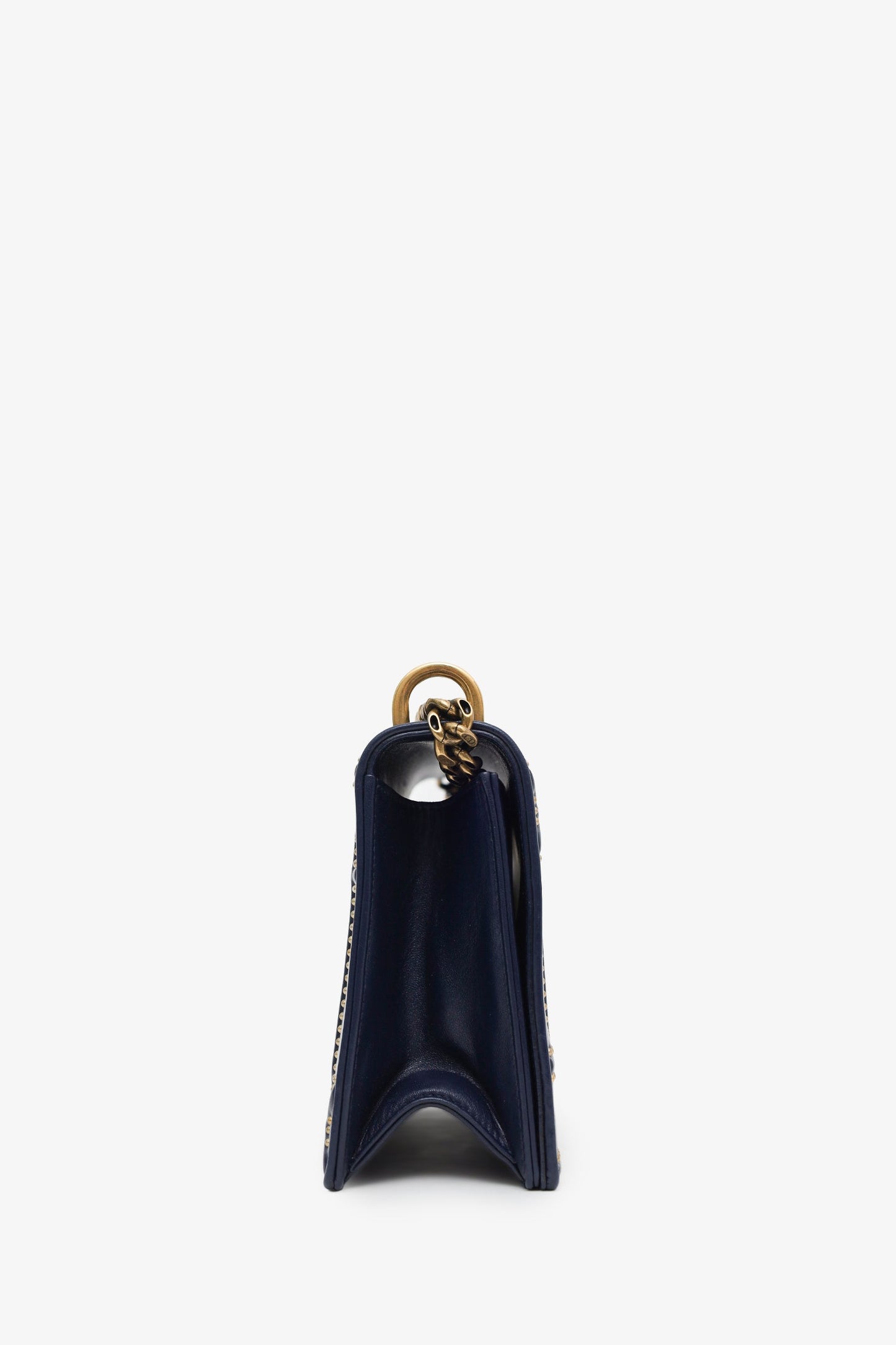 Christian Dior 2018 Navy Blue Leather Studded Diorama Flap Bag