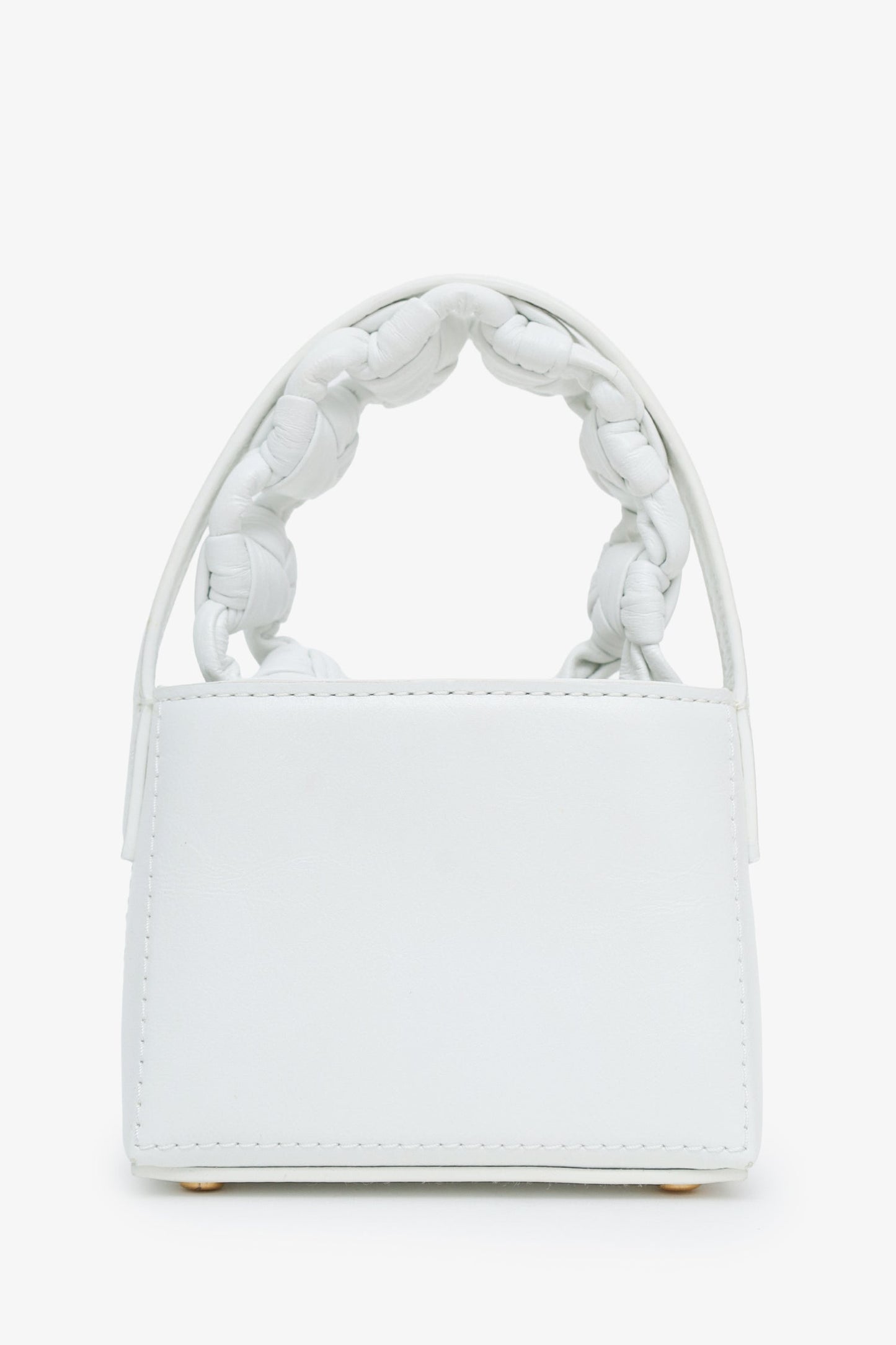 Jacquemus White Leather Braided Top Handle Micro Bag