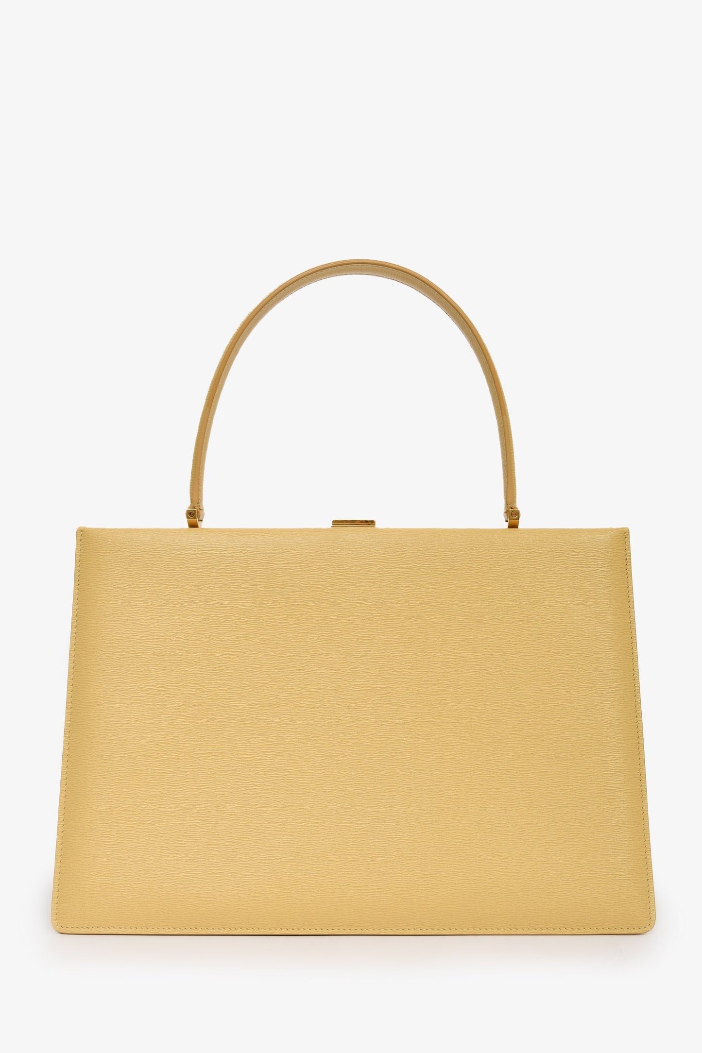 Celine Yellow Leather Clasp Top Handle Bag