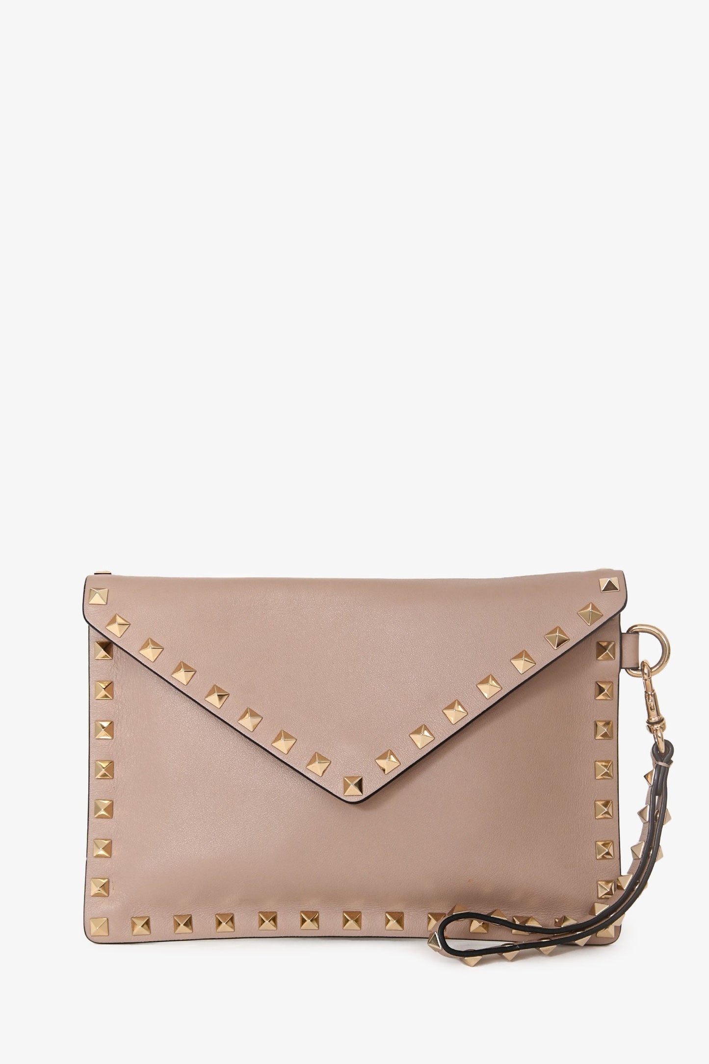 Valentino Beige Leather Rockstud Envelope Clutch