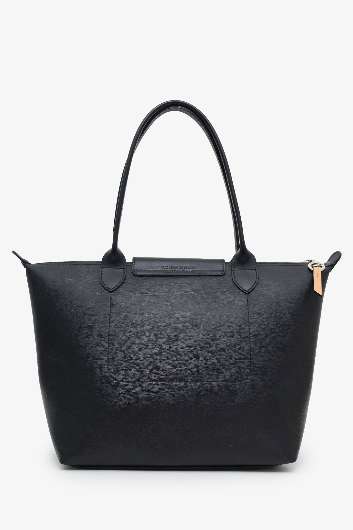 Longchamp Black Leather Le Pliage Large Tote Bag