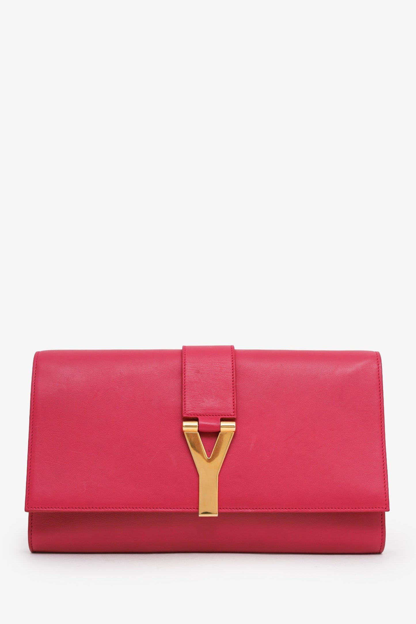 Saint Laurent Hot Pink Leather Ligne Clutch