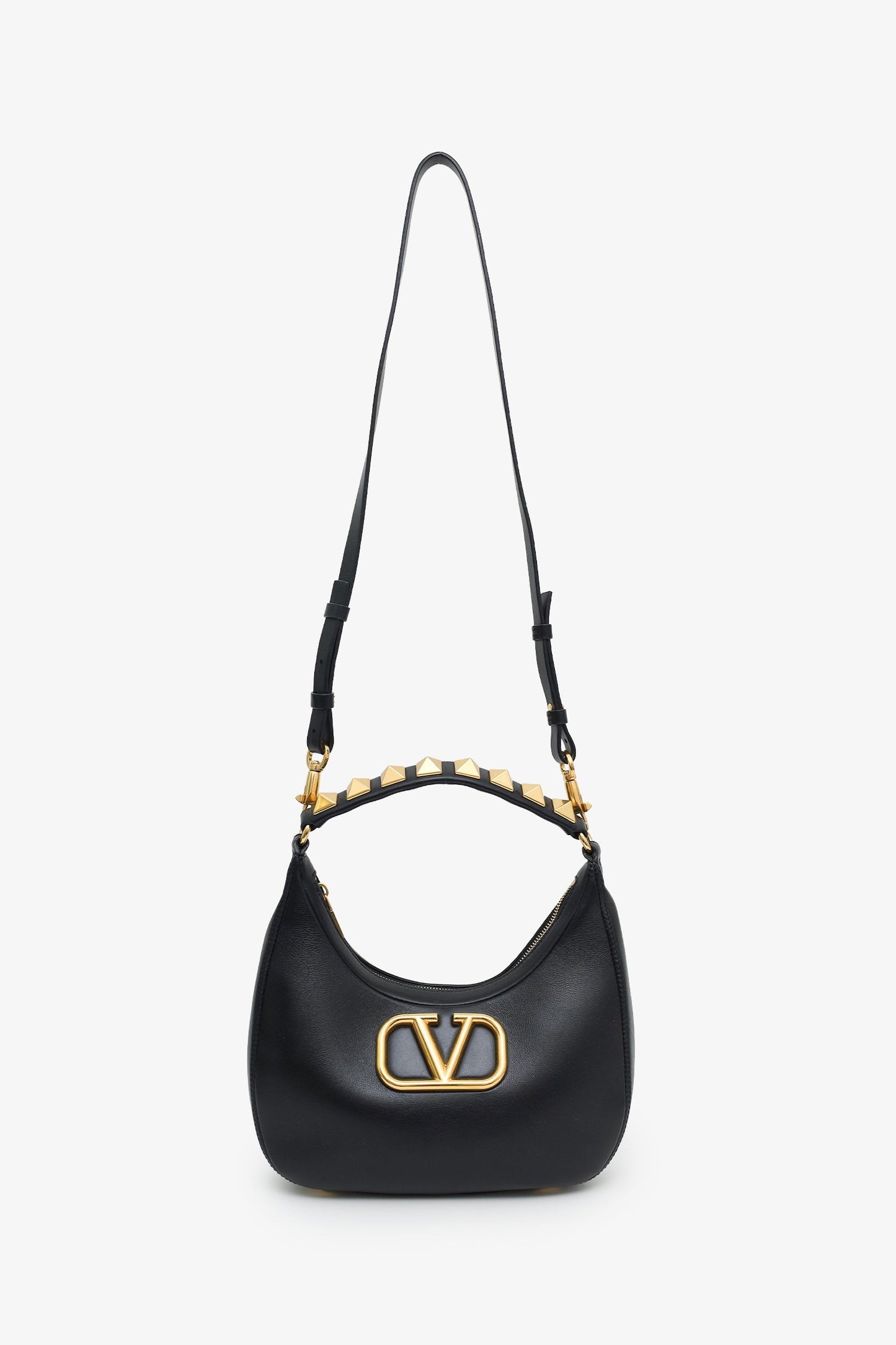 Valentino Black Leather Roman Stud Small Shoulder Bag