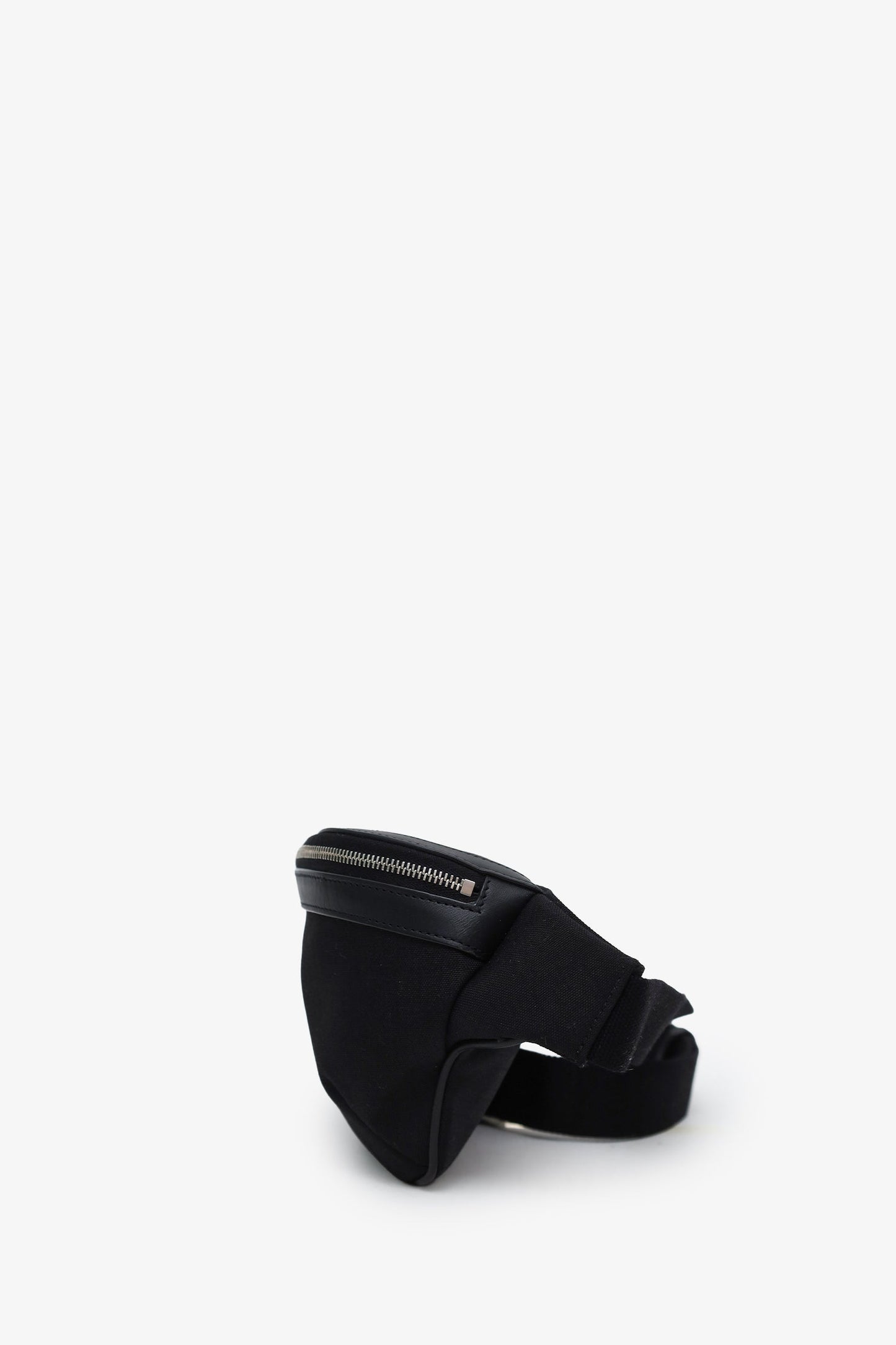 Saint Laurent Black Canvas Leather Trimmed Belt Bag